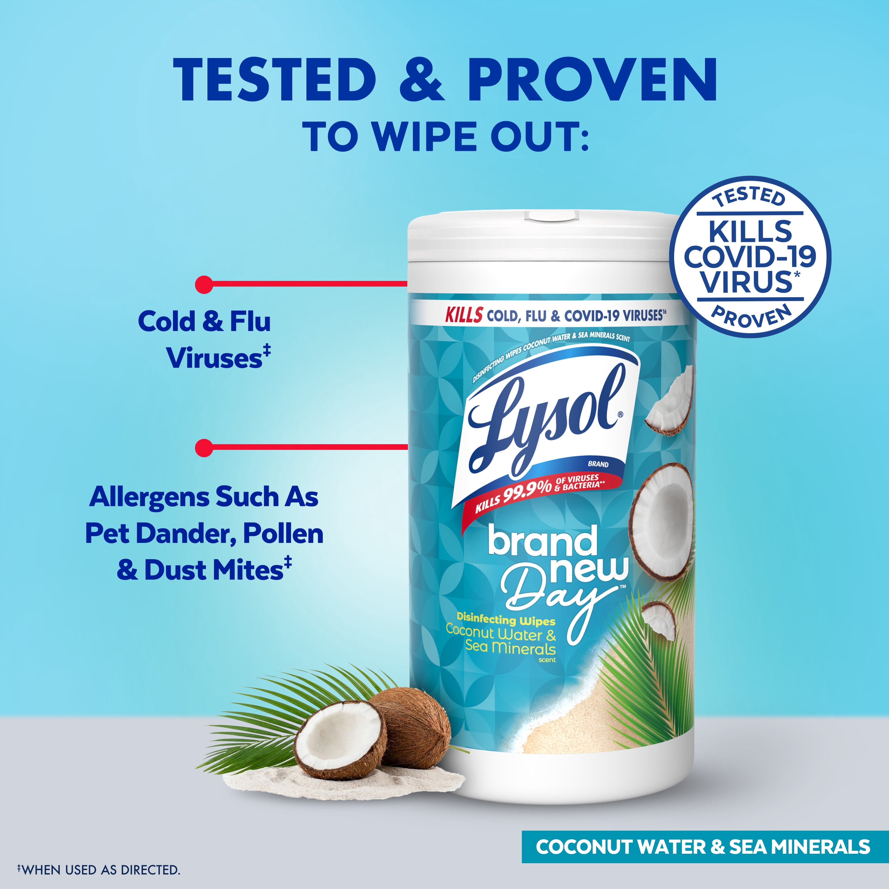 Lysol Disinfecting Wipes, Multi-Surface Antibacterial Cleaning Wipes, Coconut & Sea Minerals Scent (80 Count) 8qijm