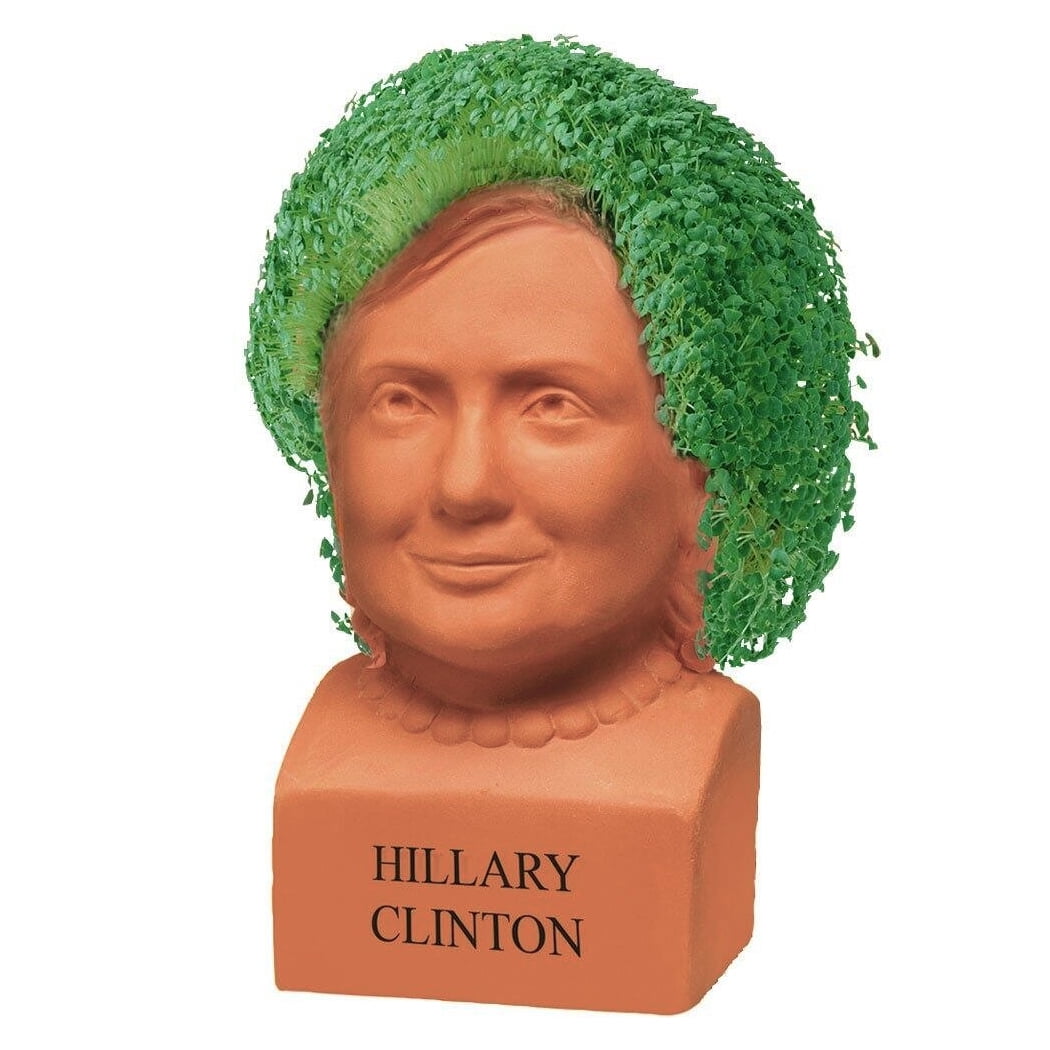 As Seen on TV Chia Pet Decorative Pottery Planter, Hillary Clinton Novelty Growing Kit (3 Plantings) xs9q8