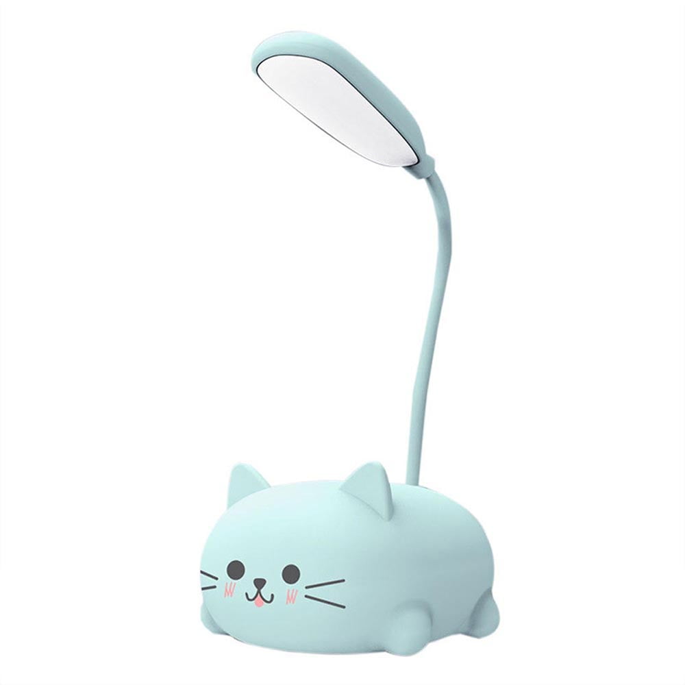 Cbcbtwo LED Desk Lamp, Eye-Protecting Reading Light with Flexible Gooseneck and Cute Cat Base (Blue) h4yq7