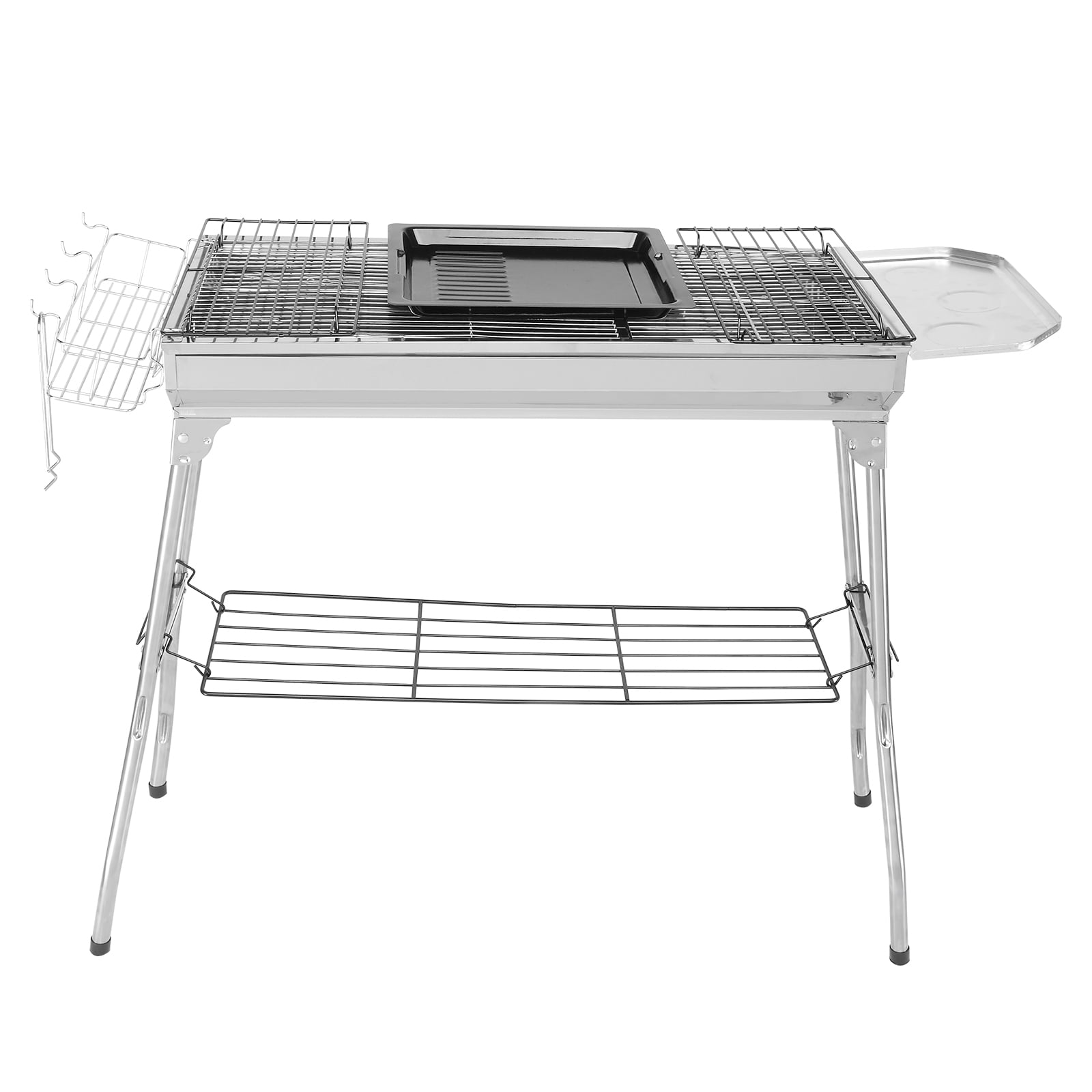 UBesGoo Portable Charcoal BBQ Grill, Heavy-Duty Stainless Steel Foldable Camping Grill (Silver, 39 in) t4a4c