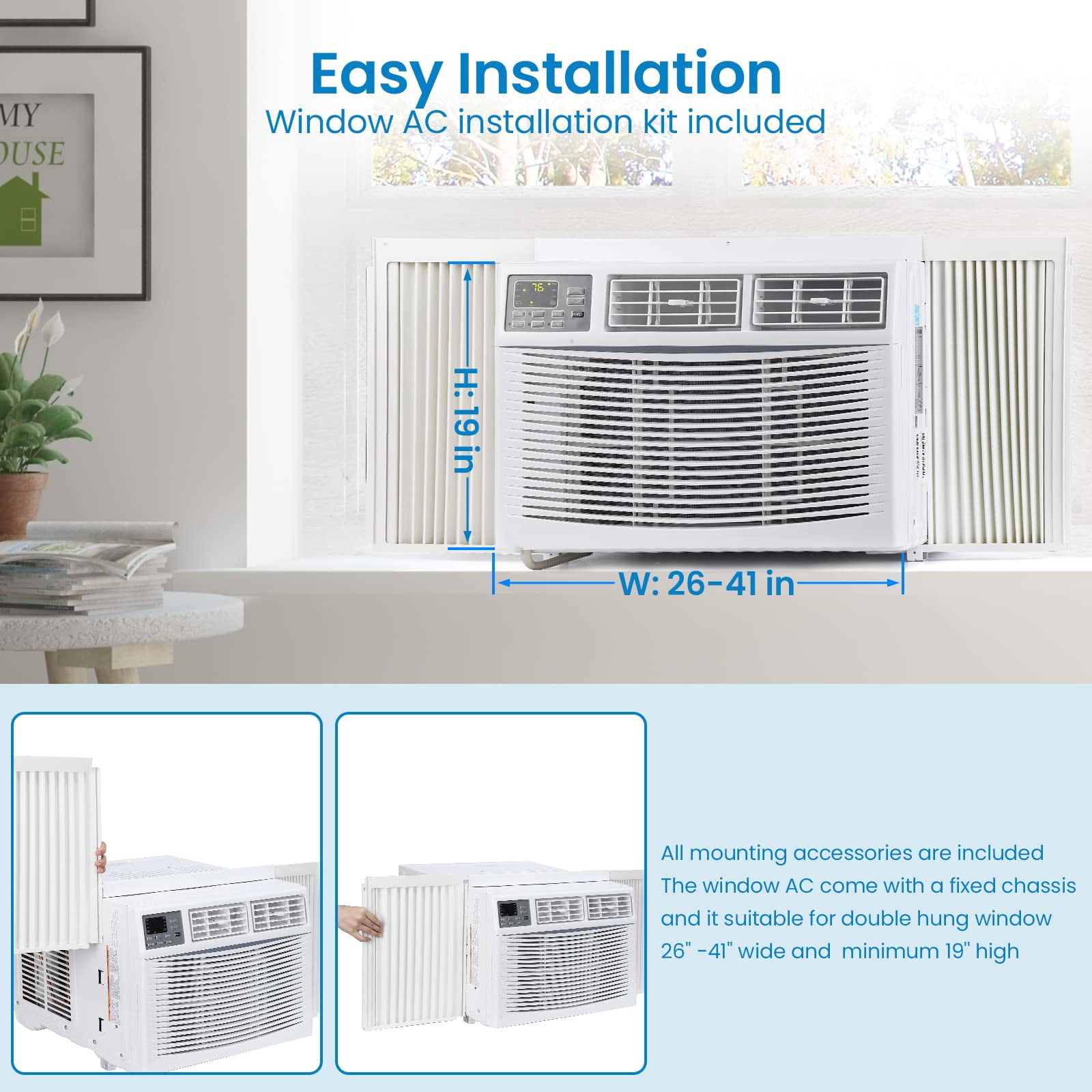Historyli Go5H 10000 BTU Inverter Window Air Conditioner, Smart App Control Cooling Unit for Rooms up to 400 Sq.ft (White, 1 Unit) f3azv