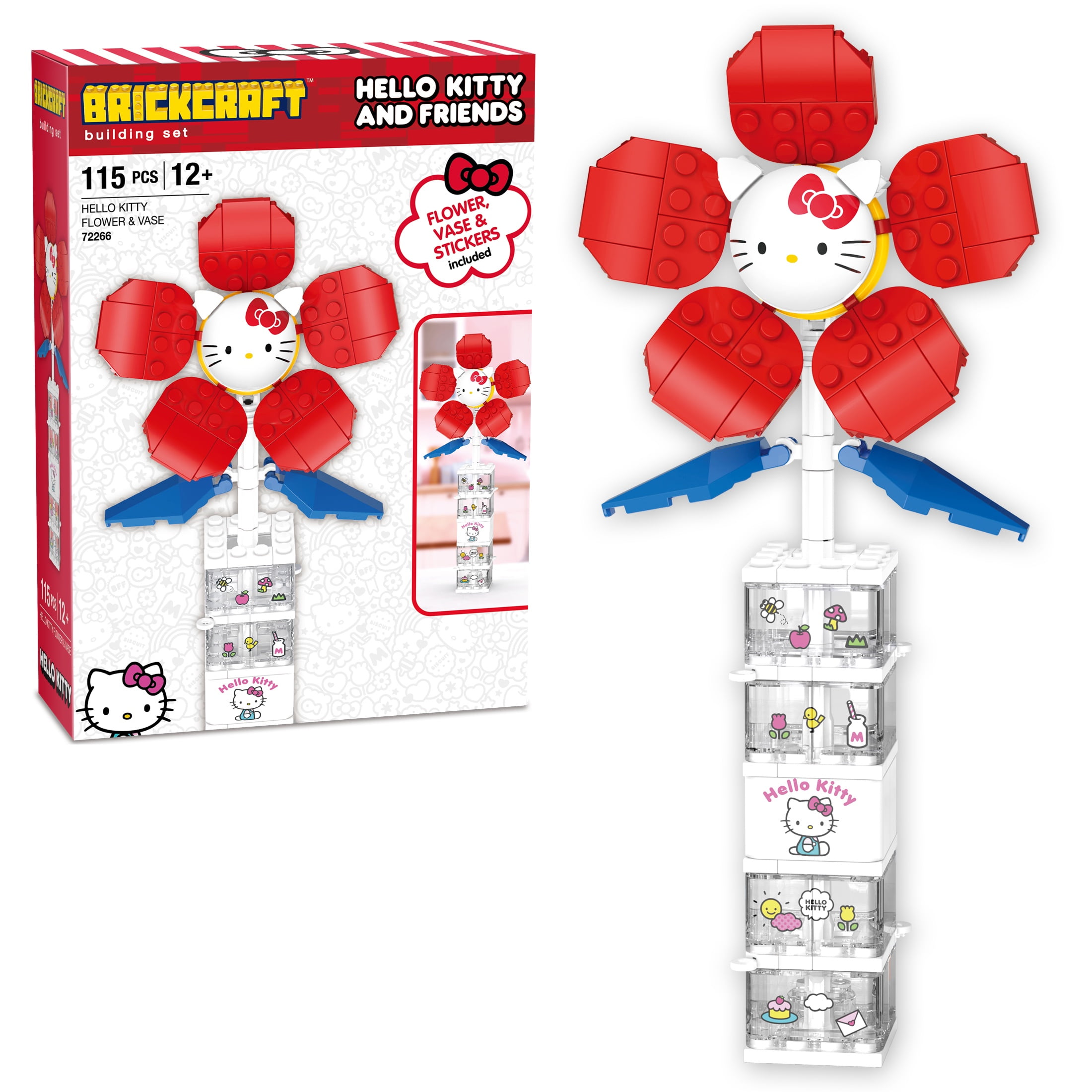 Brickcraft Hello Kitty Flower & Vase Building Kit (Decorative Floral Bouquet Set, 115 Pieces) tn9hd