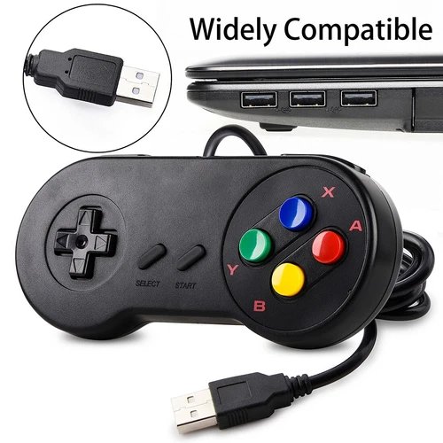 Rhea Wired USB Game Controller for Super Nintendo PC and Mac (Classic Retro Style, 1 Pack) f3gh4