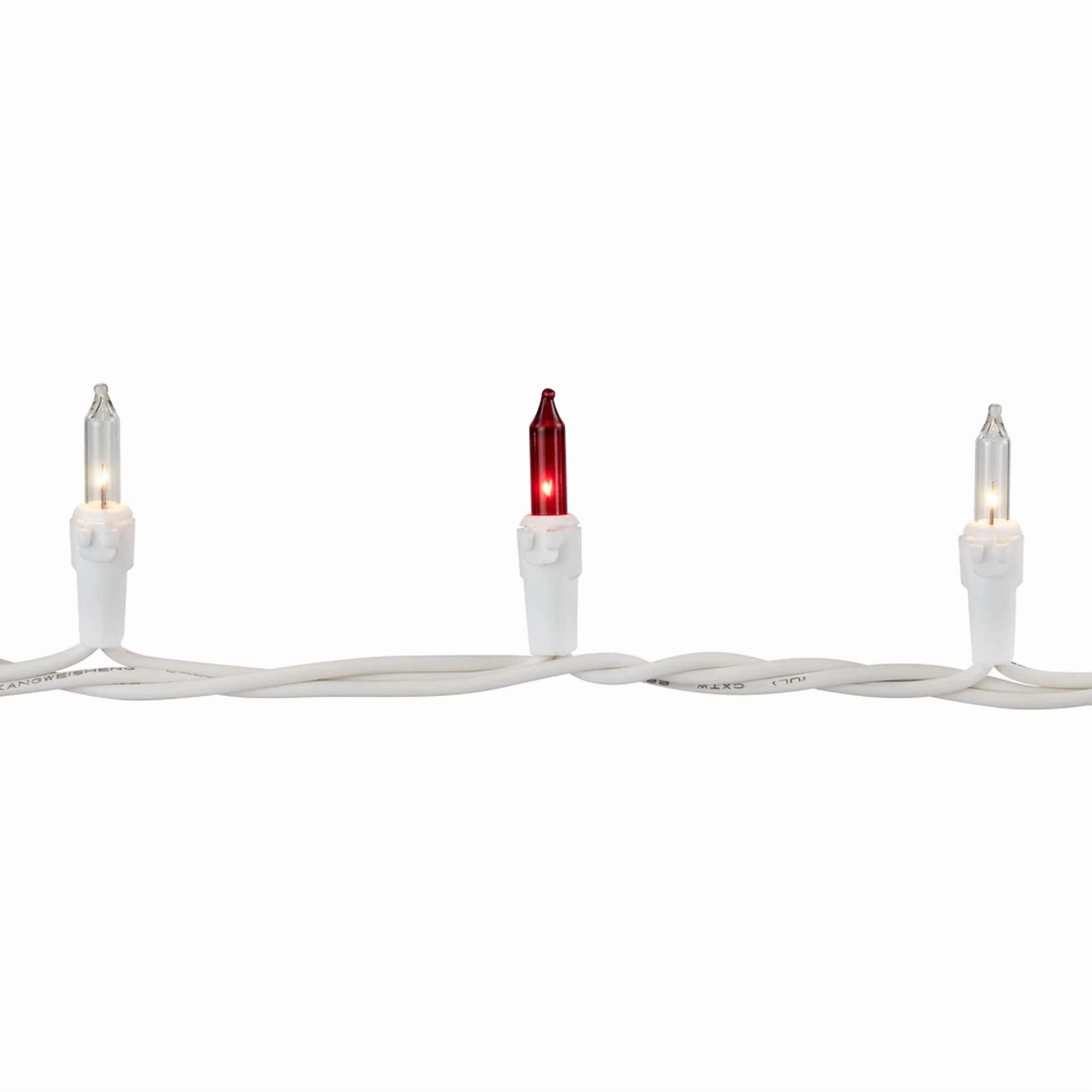 Knack Mini Christmas Lights Set, 50 Count Red and Clear Bulbs, 10.4 ft Total Length (50 Count) javdd