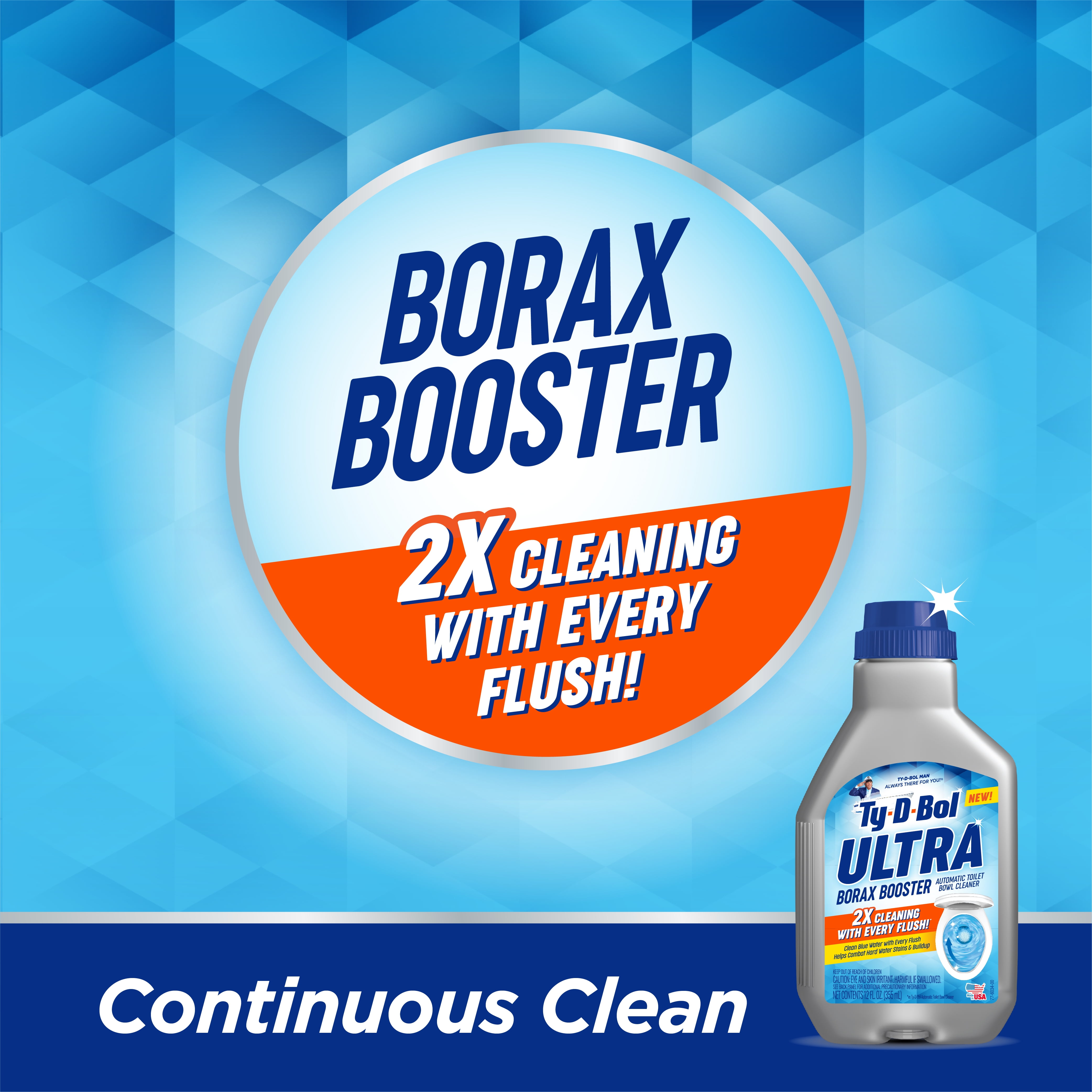 Ty-D-Bol Ultra Borax Booster Toilet Tank and Bowl Cleaner (Blue, 12 fl oz) 7gtin