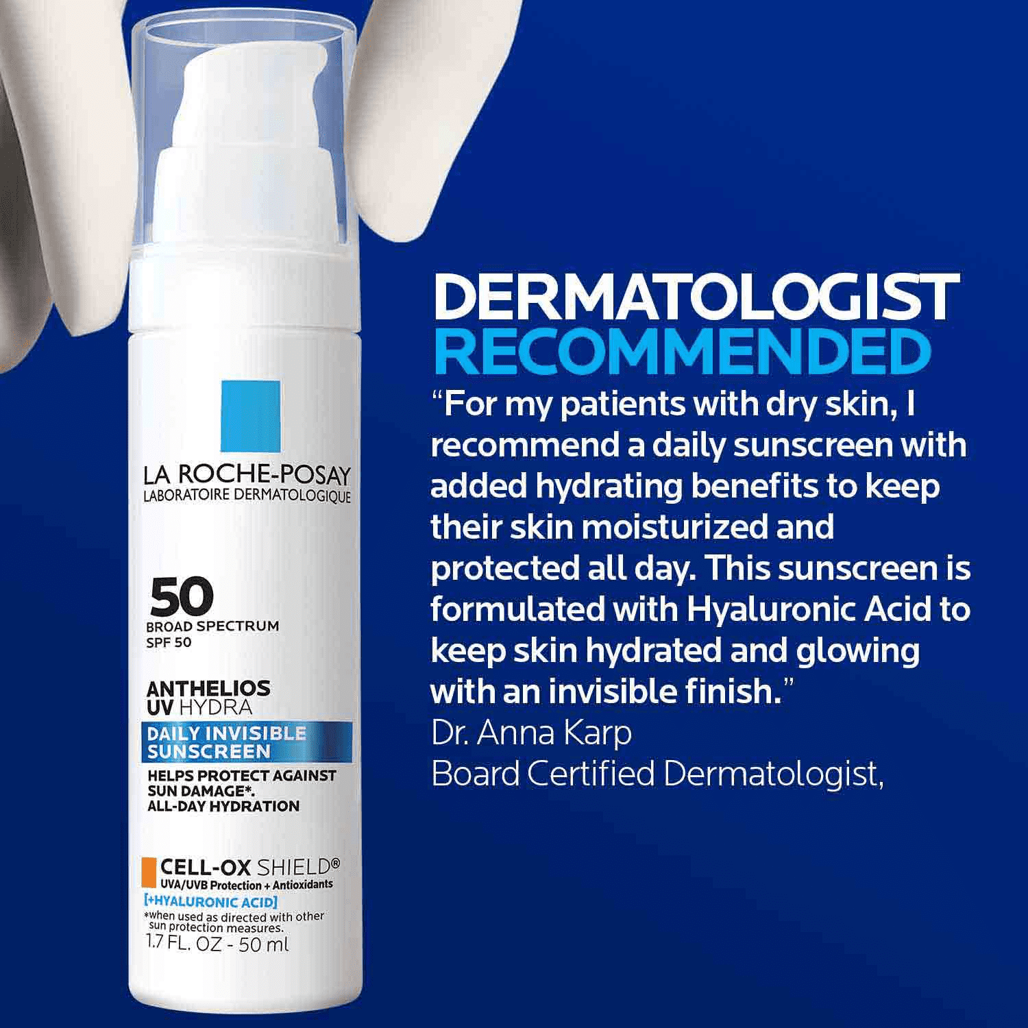 La Roche-Posay Anthelios UV Hydra Hydrating Facial Sunscreen SPF 50 with Hyaluronic Acid (1.7 fl oz) d6ah4