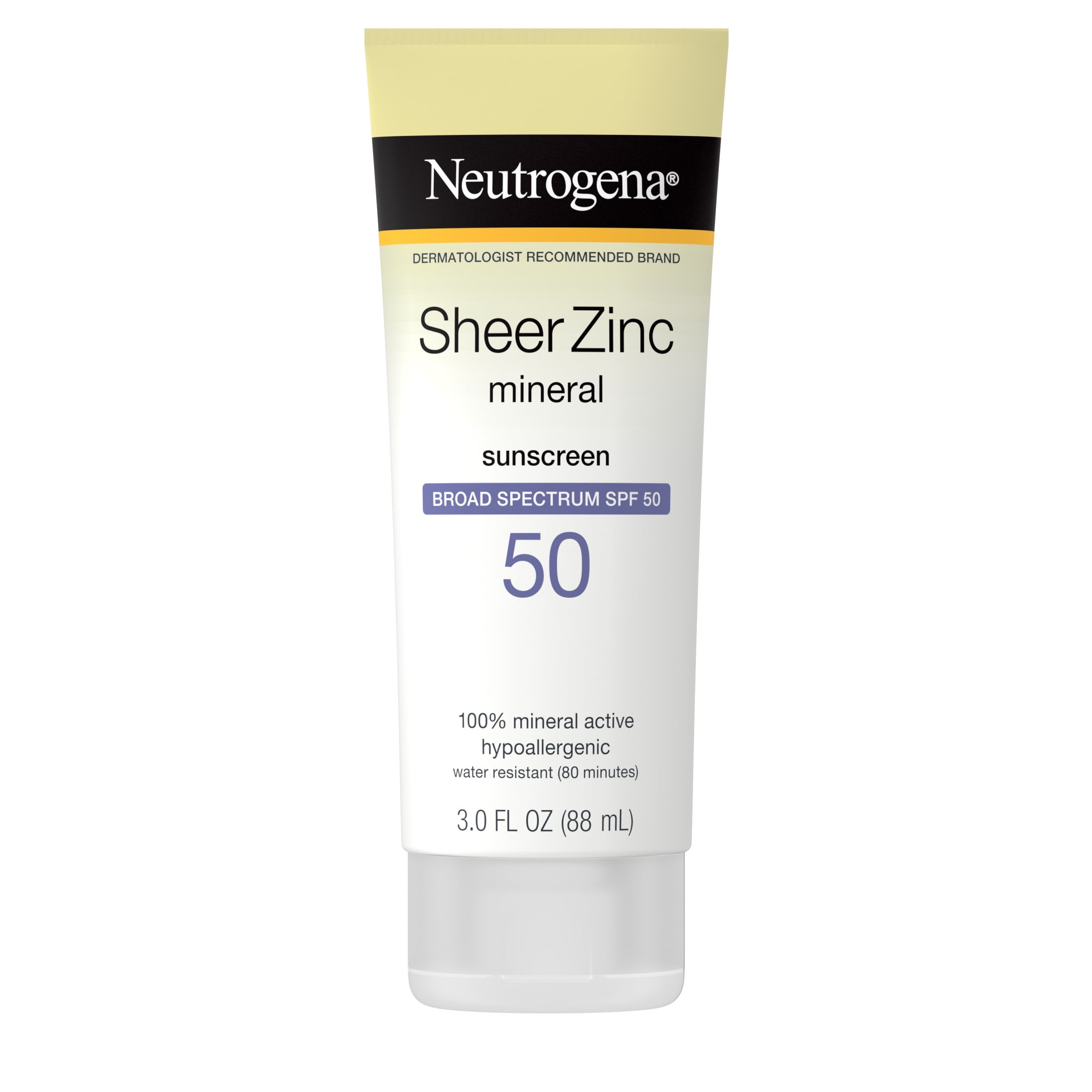 Neutrogena Sheer Zinc Dry-Touch Mineral Sunscreen Lotion with Broad Spectrum SPF 50 (3 fl oz) lwwjz