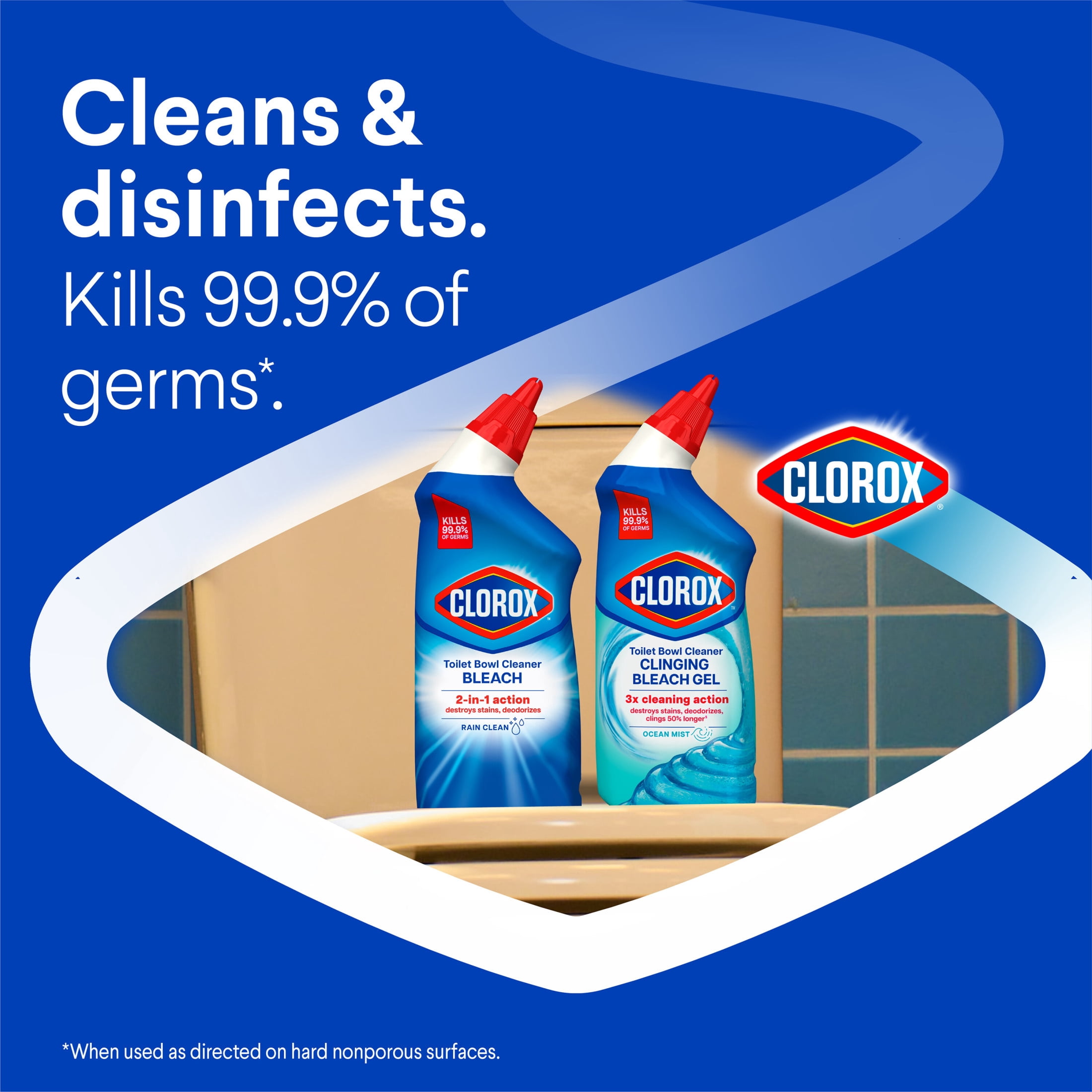 Clorox Toilet Bowl Cleaner with Bleach, Rain Clean Scent (24 fl oz) atrrd
