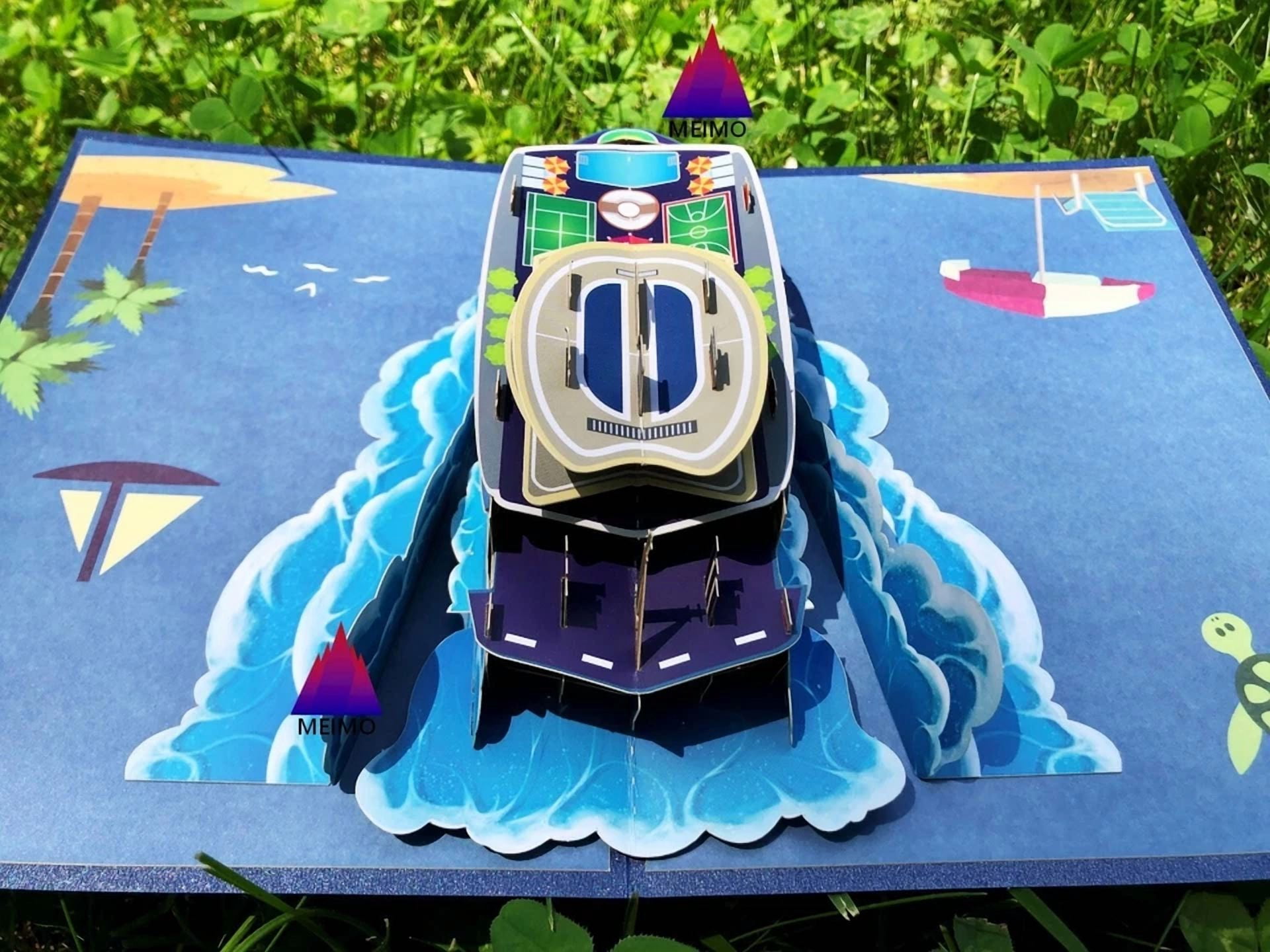 VAULT 3D Pop Up Greeting Card Cruise Ship Ocean Theme for Birthday Vacation (6 in x 6 in) rh9ql