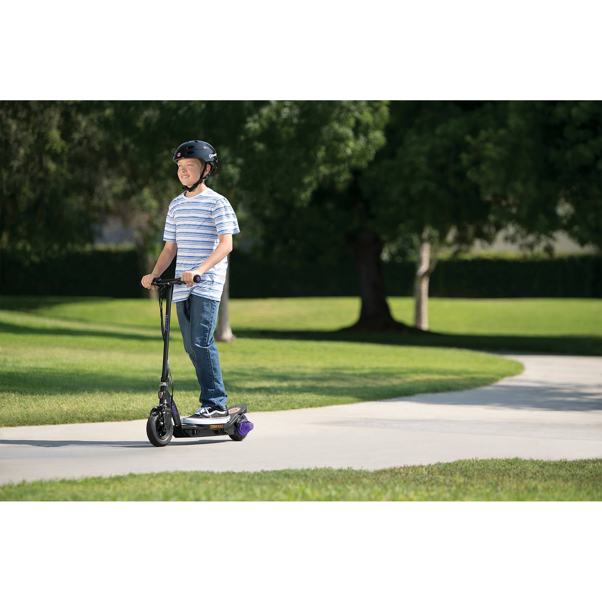 Razor Power Core E100 Electric Hub Motor Scooter (Purple, 120 lb Capacity) aeop0