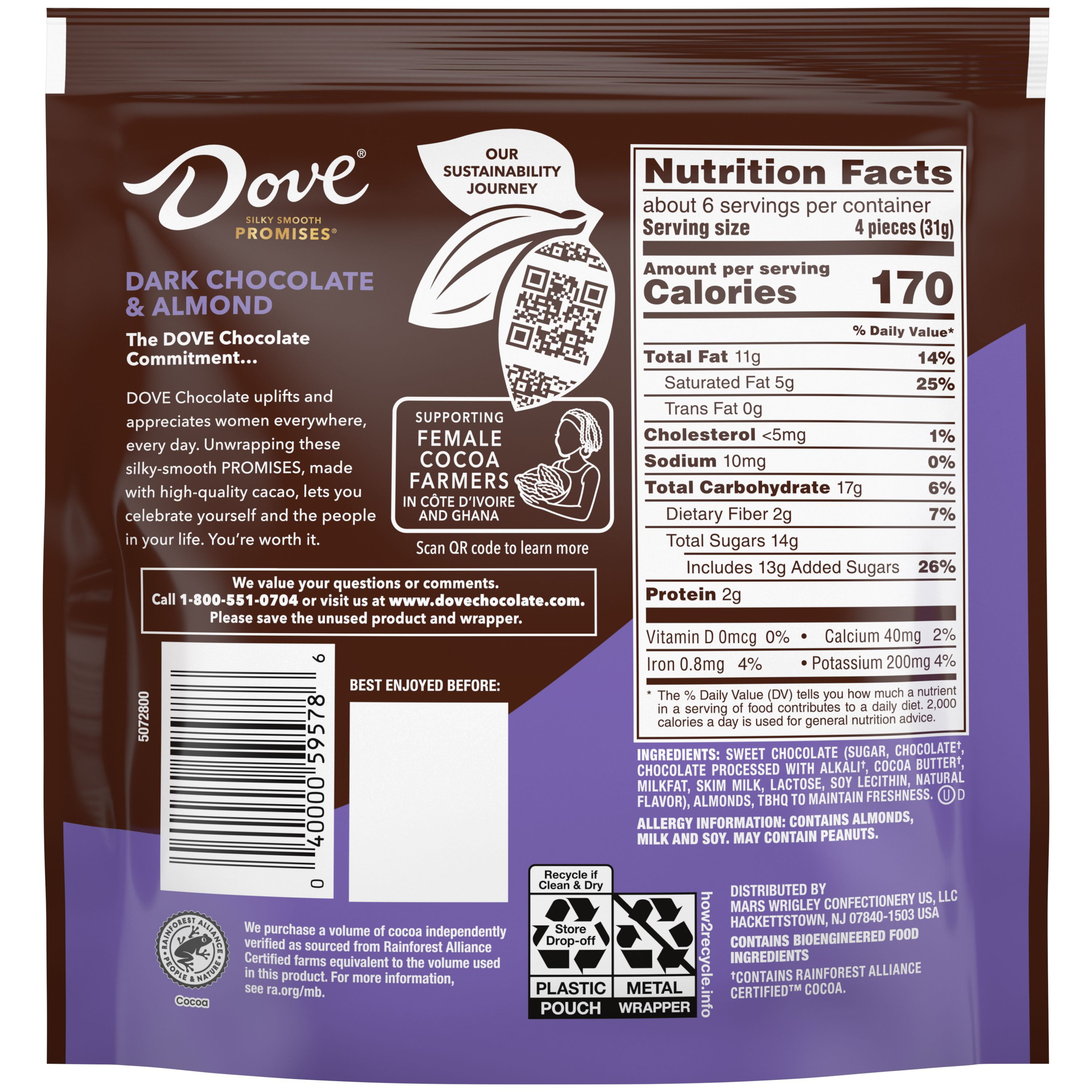 DOVE Chocolate Promises Dark Chocolate & Almond Candy (Dark Chocolate, 6.74 oz) h60x3