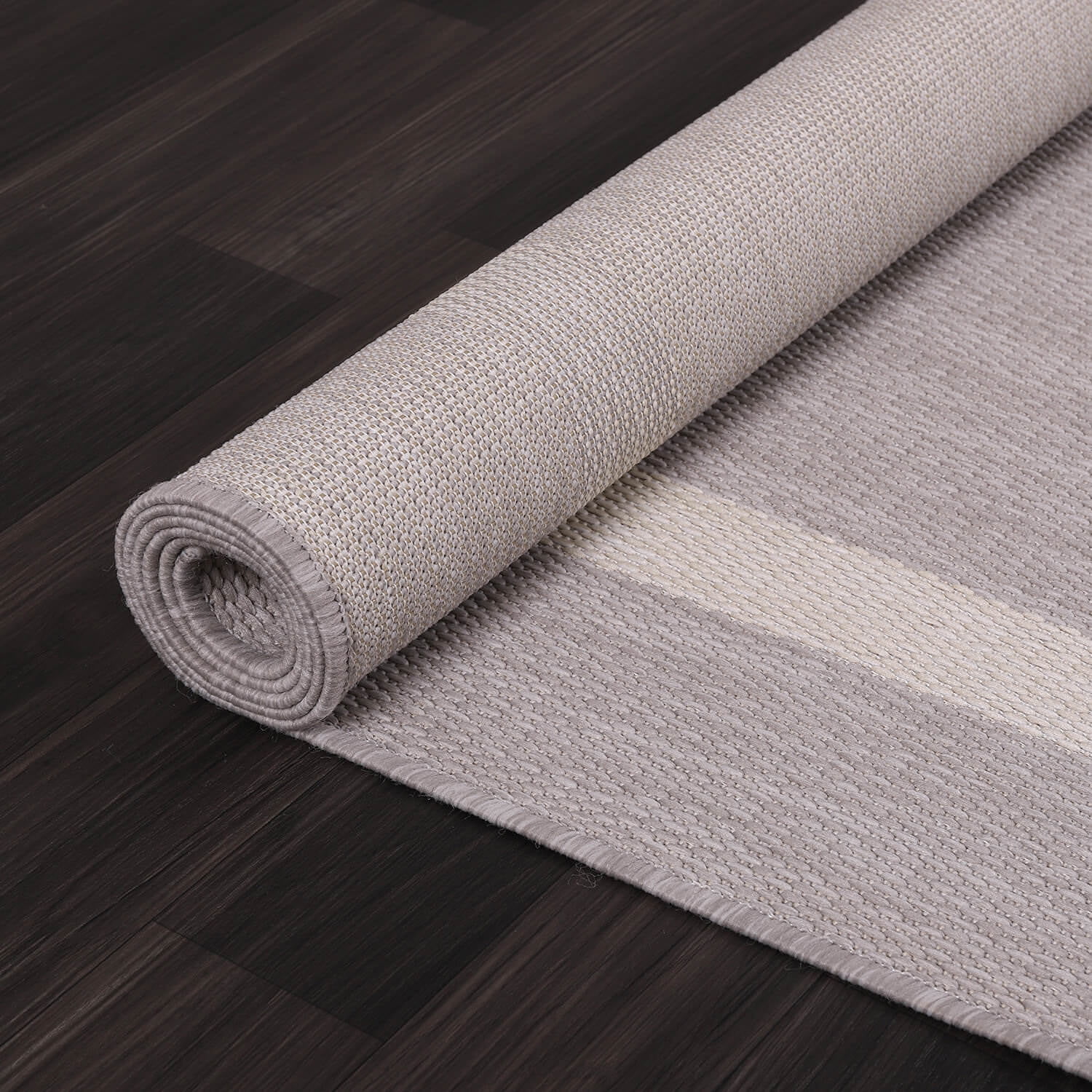 Beverly Rug Indoor Outdoor Area Rug, Bordered Patio Porch Garden Carpet (Gray and White, 5 ft x 7 ft) w4mme