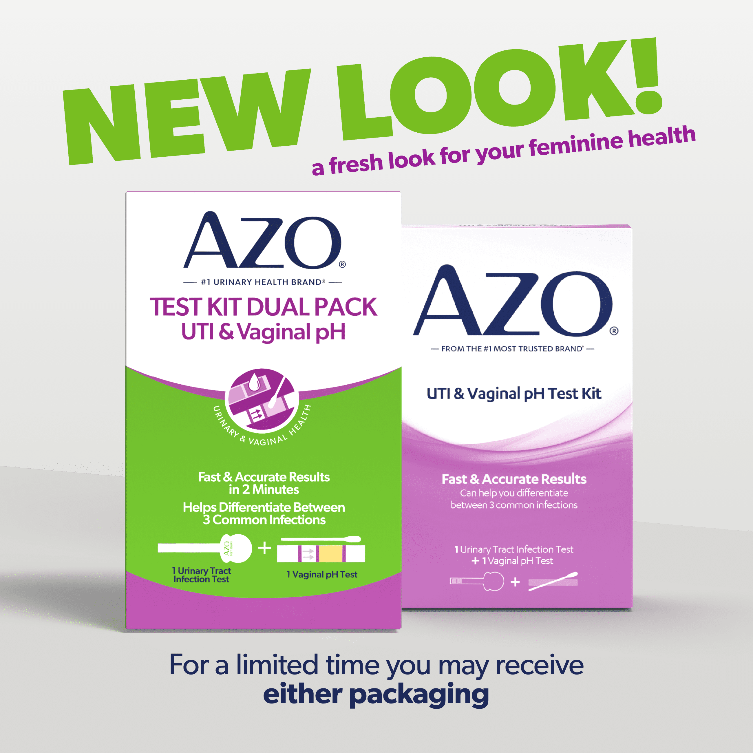 AZO Dual Pack UTI & Vaginal pH At-Home Test Kit (2 Tests) n3kka