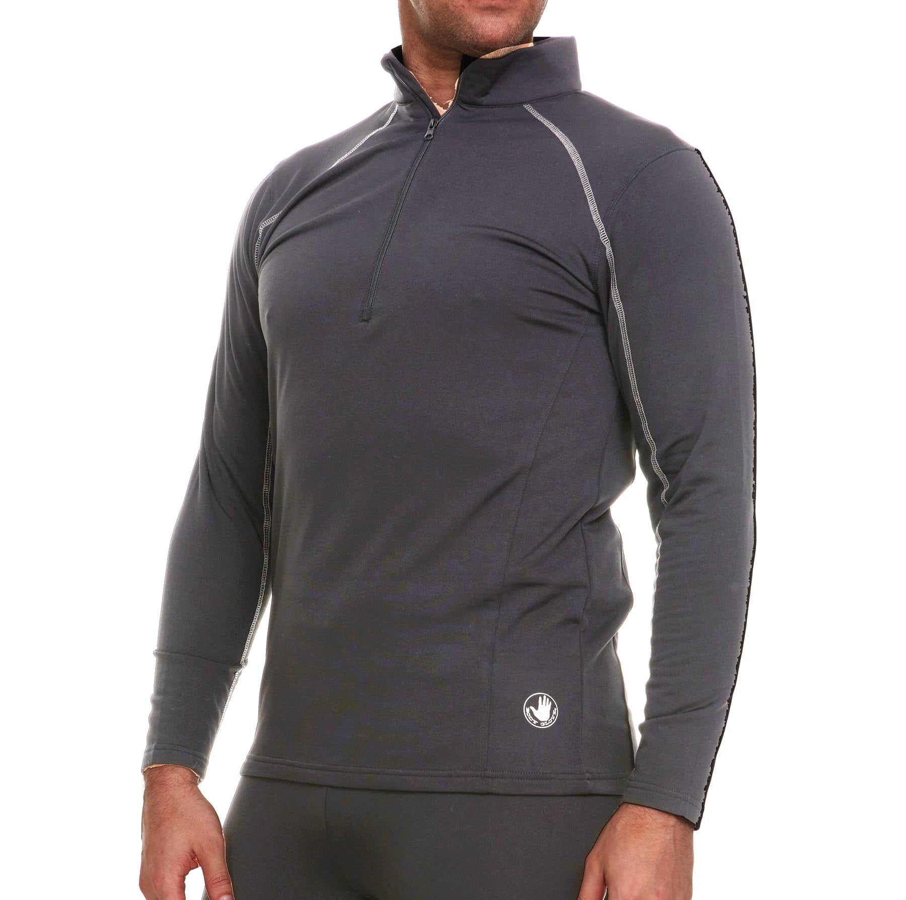 Body Glove Men's Thermal Top Long Sleeve Quarter-Zip Undershirt (Grey, M) r714m