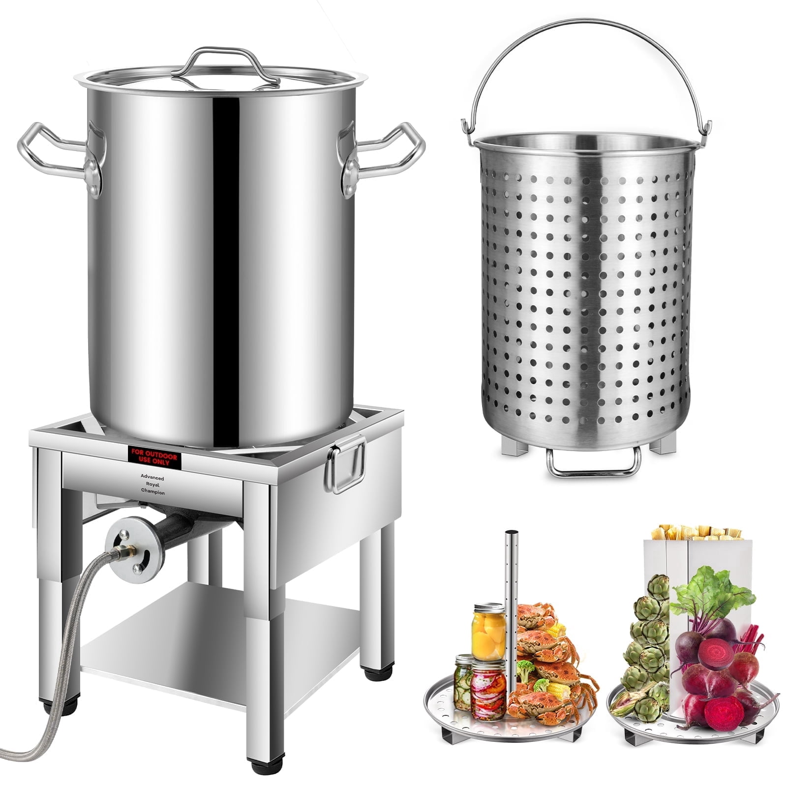 ARC Supplies Seafood Boiling Kit with 200,000 BTU Propane Burner and Stainless Steel Pot (Silver, 32 qt) 7hoxb