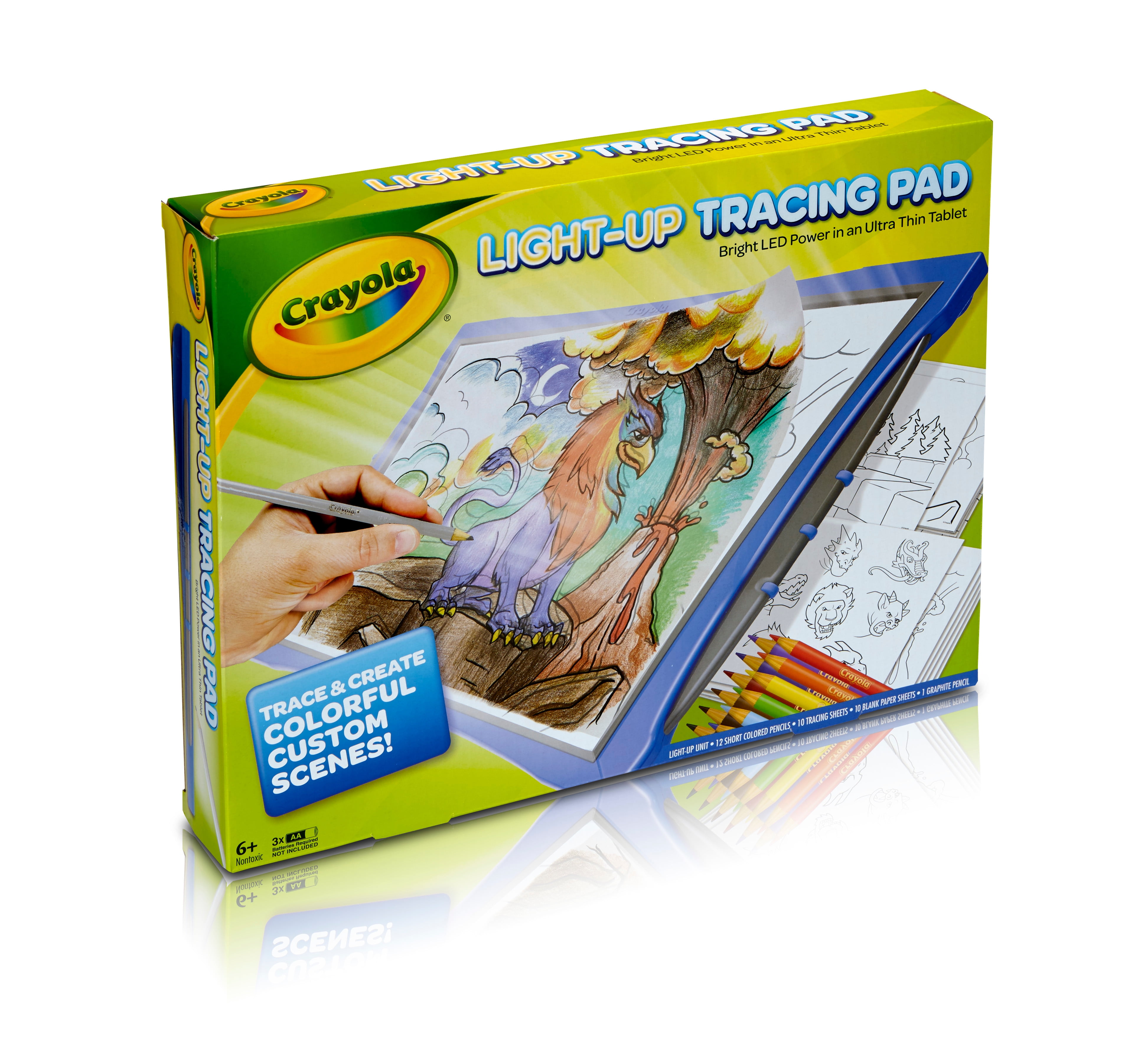 Crayola Light-Up Tracing Pad Drawing Tablet with Colored Pencils (Blue, 1 Set) gy3u6