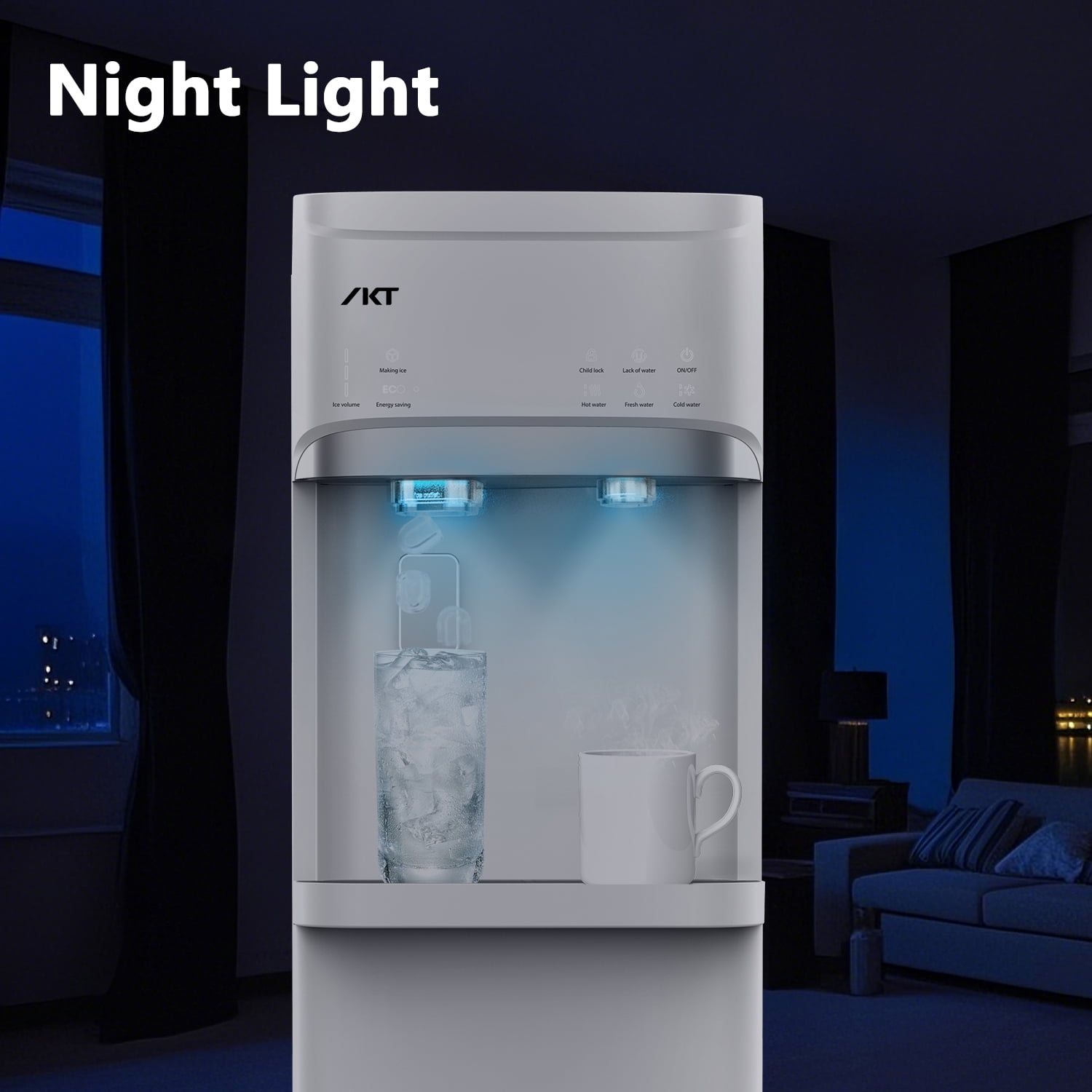 IKT Bottom Loading Water Dispenser with Built-in Ice Maker (White, 22 lb Daily Ice Capacity) jsg0k
