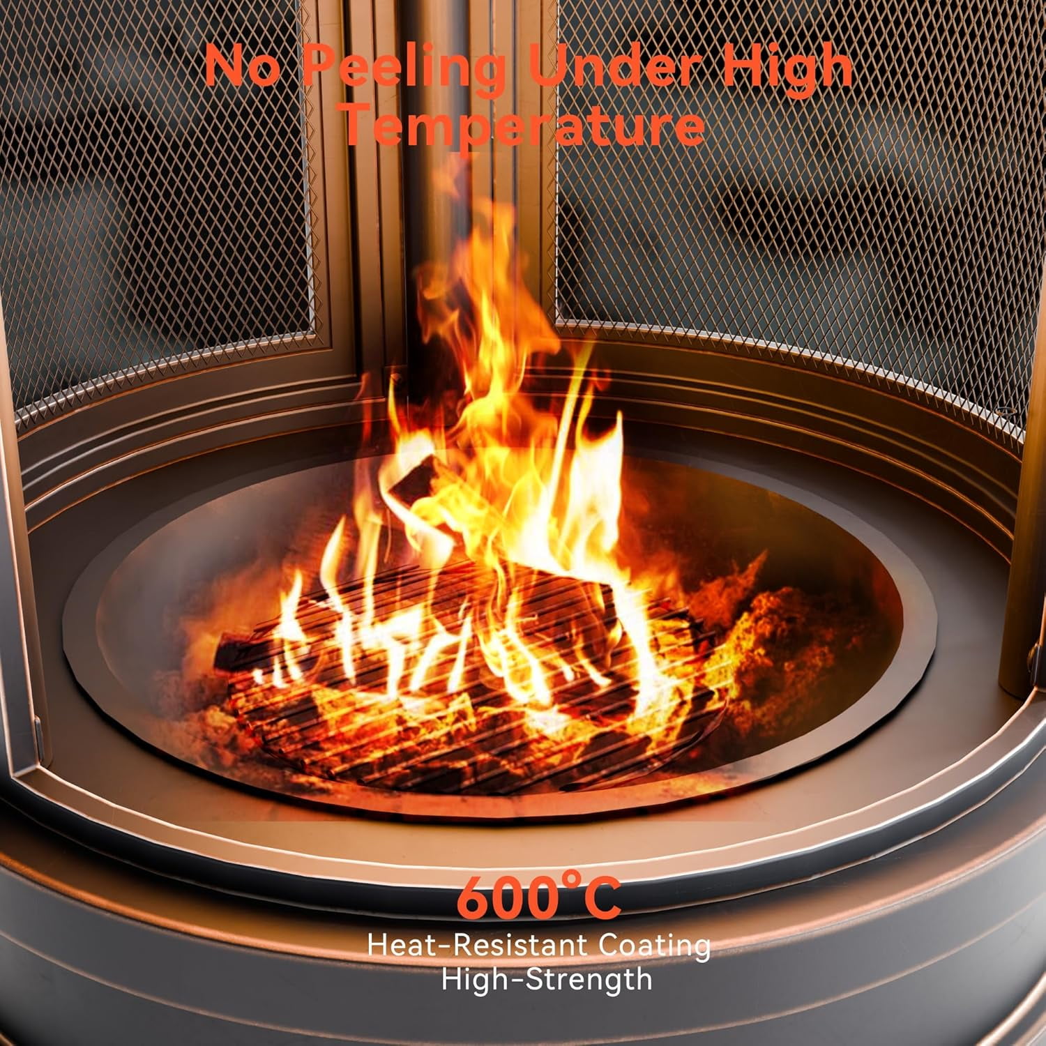 ASJMR Outdoor Wood Burning Fire Pit with 2 Rotating Grills, Smokeless Design, and Metal Mesh Spark Guard (Black, 24 in x 24 in x 30 in) cqfqt