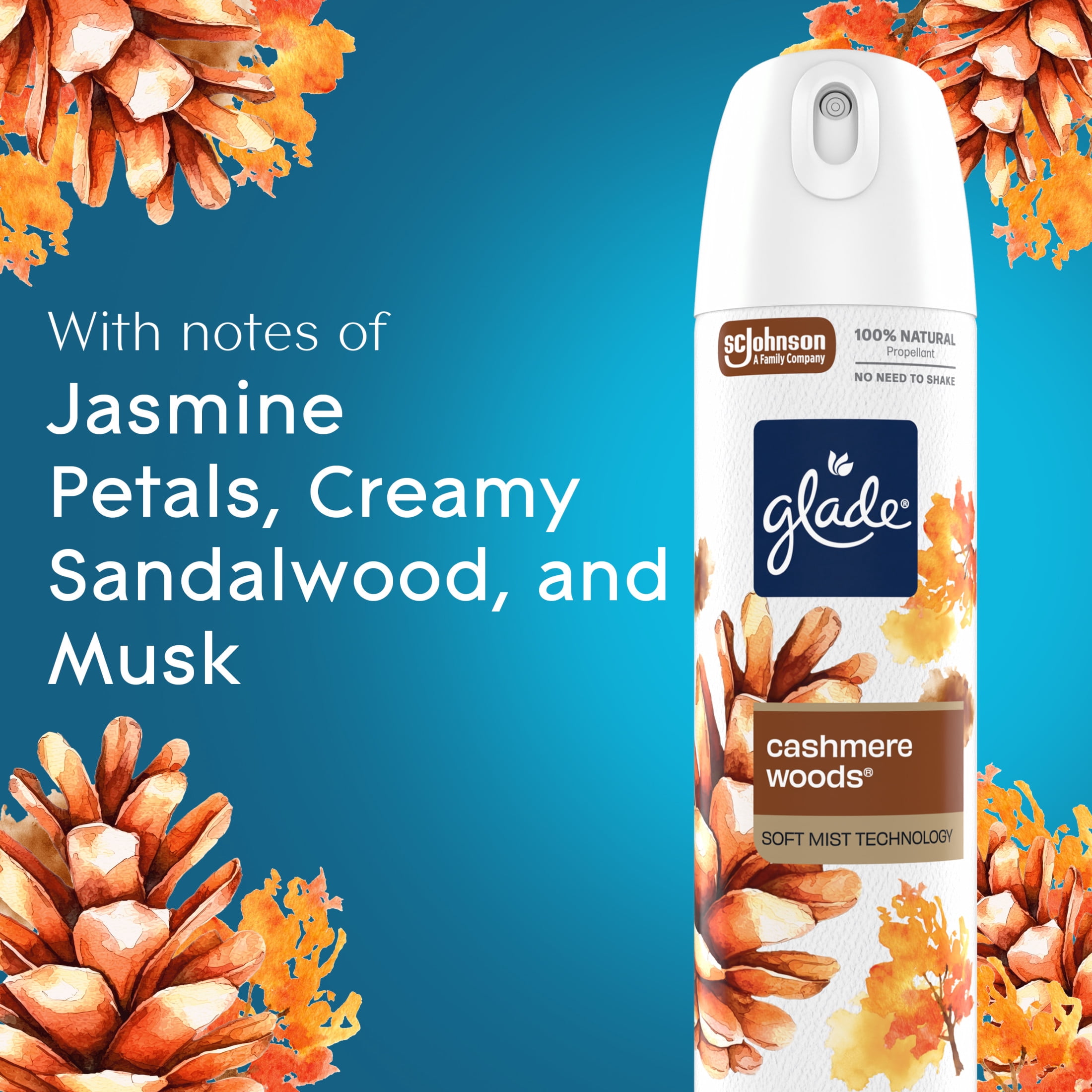 Glade Soft Mist Odor Fighting Air Freshener, Cashmere Woods Scent (7.3 oz) n2880