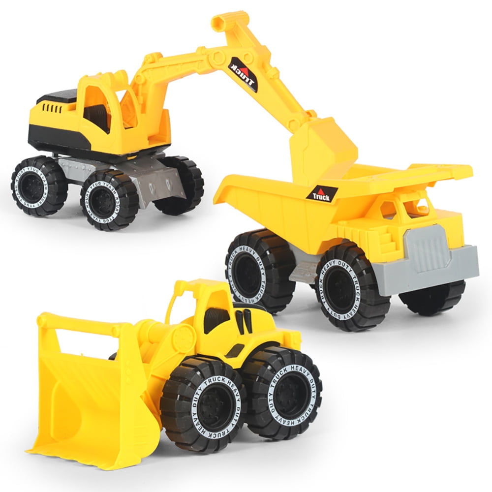 Facvoer Construction Vehicle Toy Set, Realistic Excavator, Dump Truck, and Loader for Sandbox Play (Yellow, 3-Piece Set) tkc4l