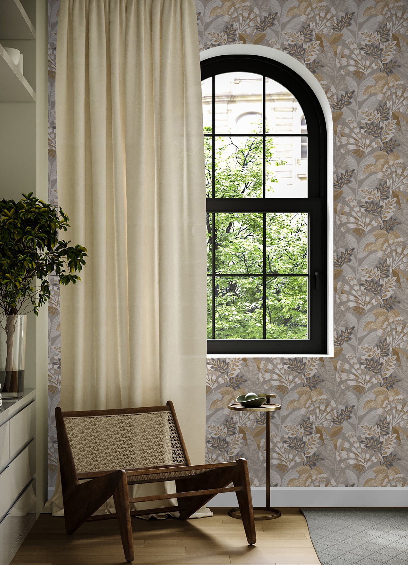 InHome Yara Peel and Stick Wallpaper Botanical Wall Decor (Taupe, 20.5 in x 18 ft) aasbr