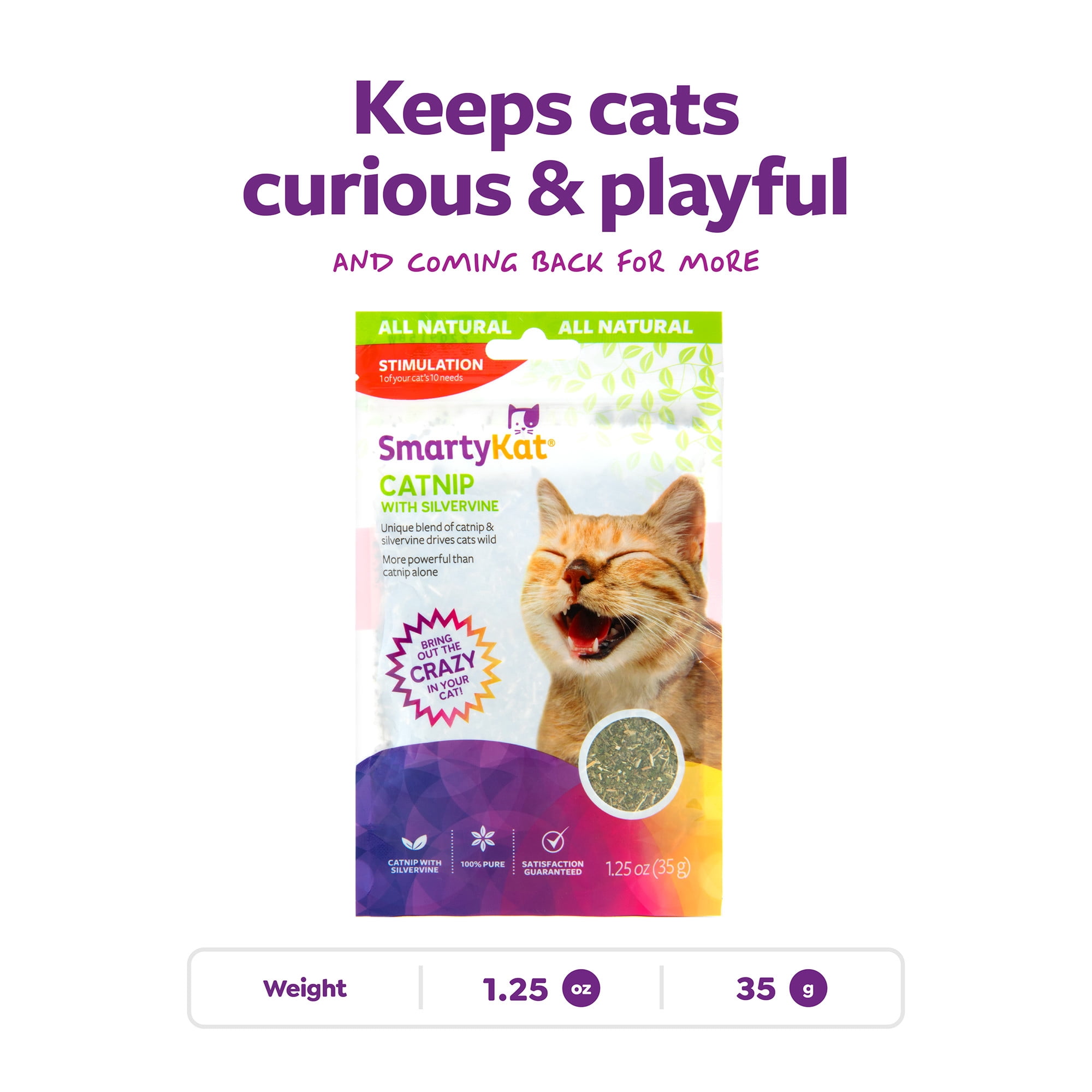 SmartyKat Catnip & Silvervine Natural Blend Cat Toy Attractant (1.2 oz) u757y