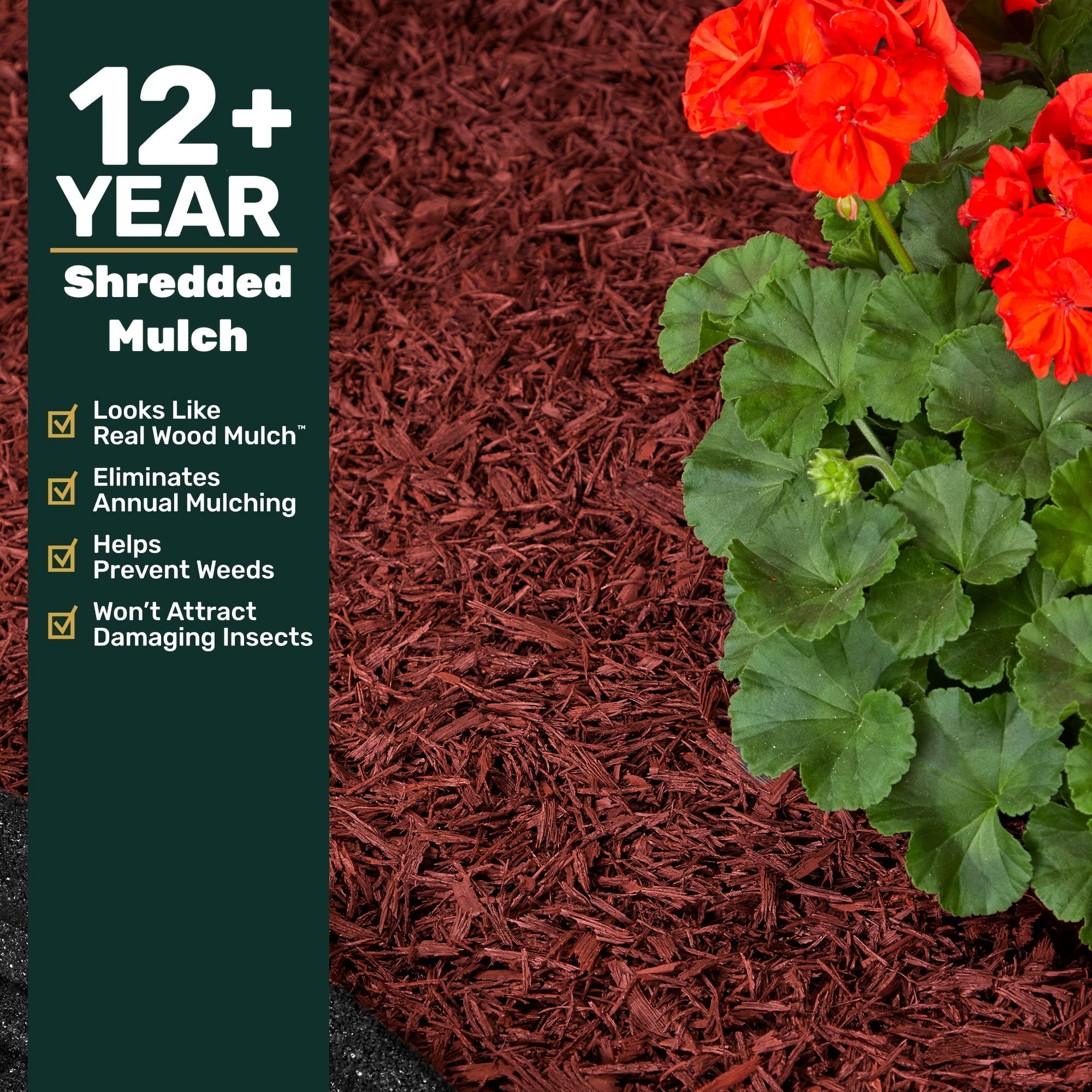 GroundSmart Shredded Rubber Mulch for Landscaping and Playgrounds (Red, 1.5 cu ft) ly172