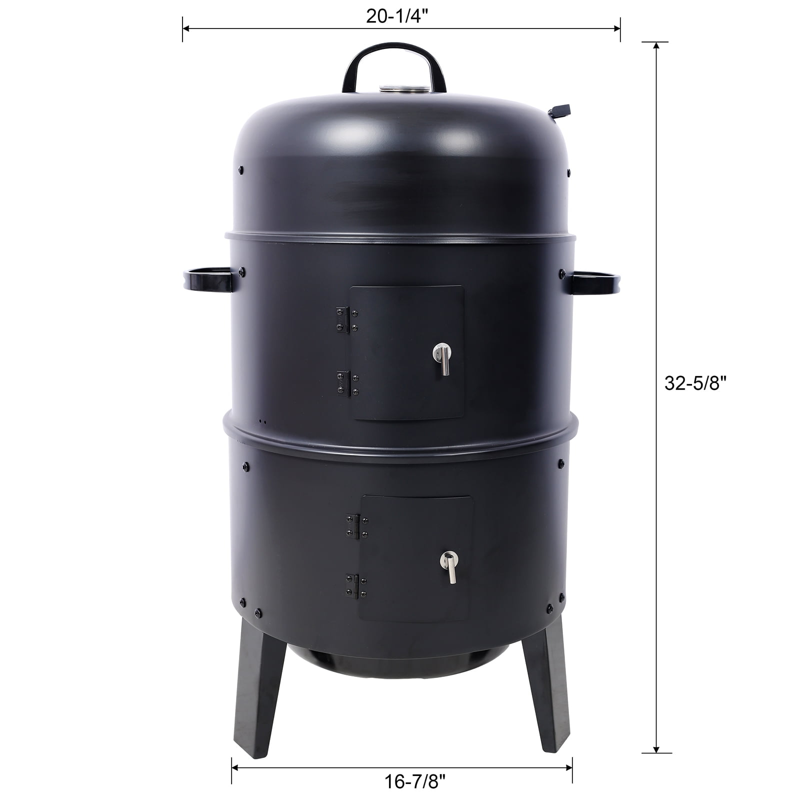Deiokin 16-Inch Charcoal Smoker Grill, 3-in-1 Vertical Wood Smoker for Outdoor Cooking (Black, 16 in) lmvsc