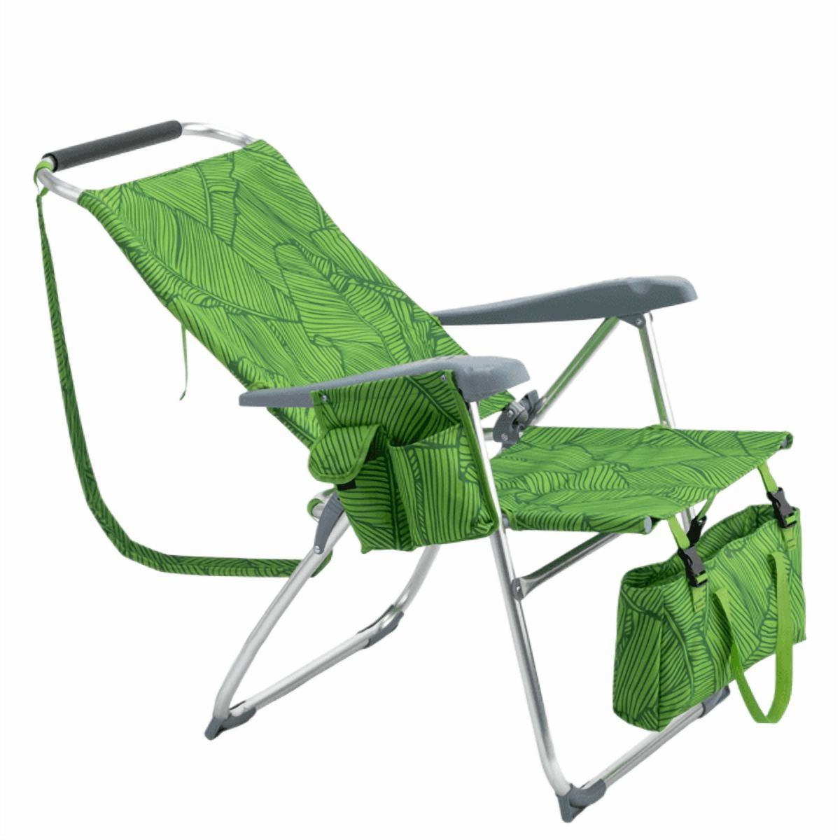 Alvantor 7-Position Folding Beach Chair with Headrest and Cup Holder (Green, 17 in High Seat) bivmg