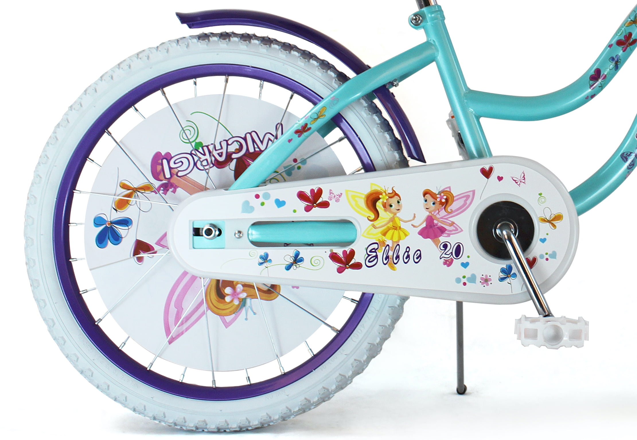 PlayWorld 20 in. Cruiser Bicycle for Kids, Steel Frame with Coaster Brake and Fenders (Purple/Baby Blue, 20 in.) o6i9u