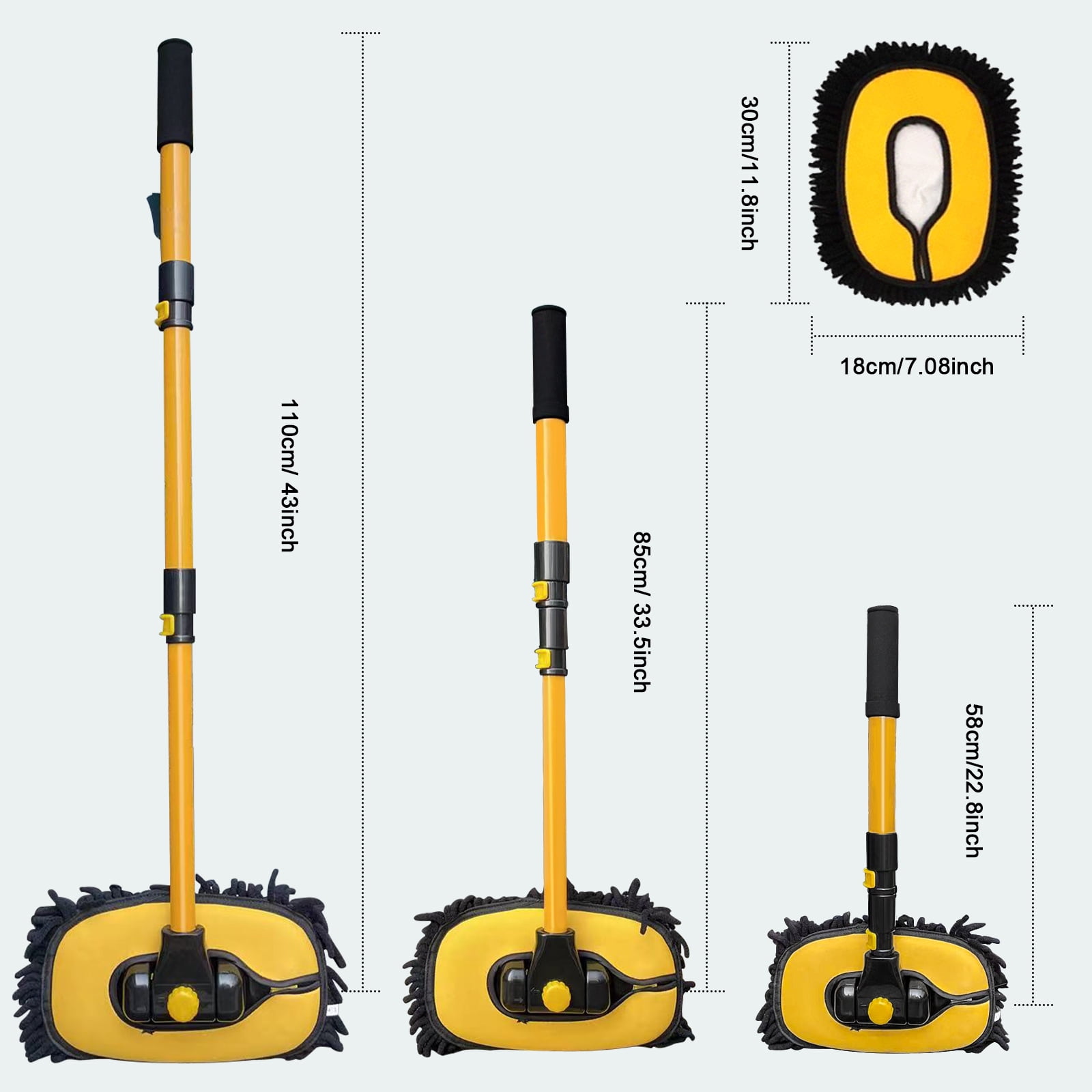 YeewayVeh 43 in Extendable Car Wash Brush with Long Handle, 15 Degree Curved Soft Mop for Truck and SUV (Yellow, 43 in) 9ztjf