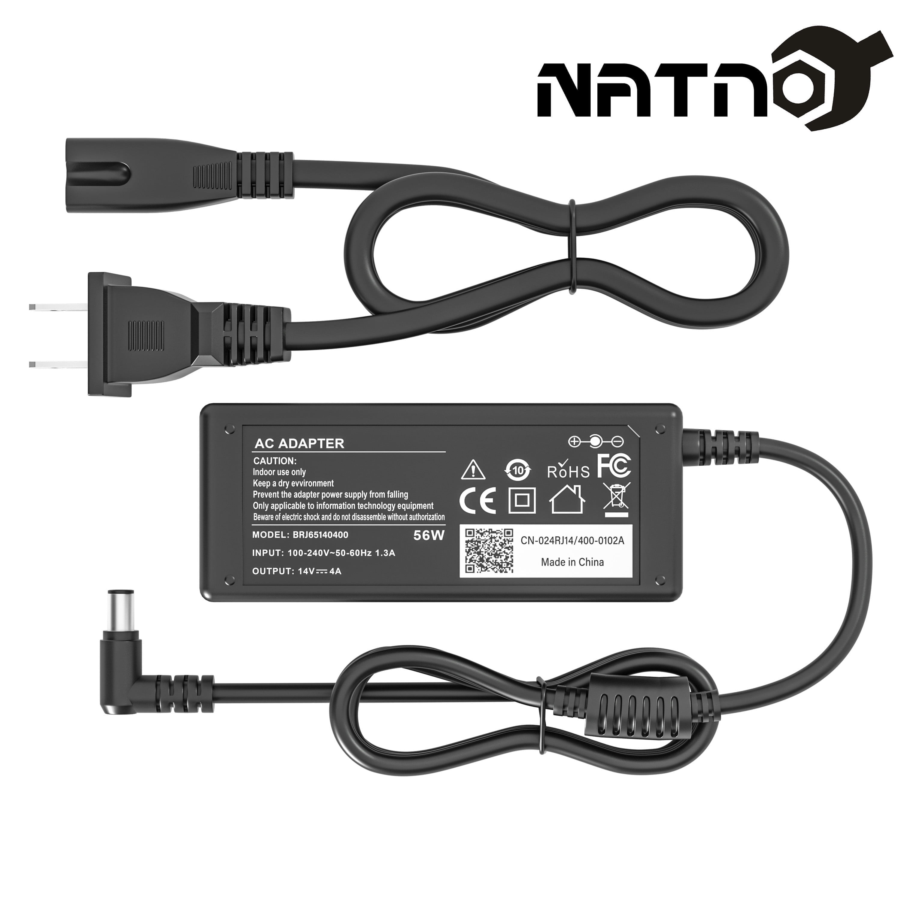 NATNO 14V 4A AC Power Adapter for Samsung SyncMaster LED LCD Monitor (6.0x4.4mm Connector, 56W) ceuoh