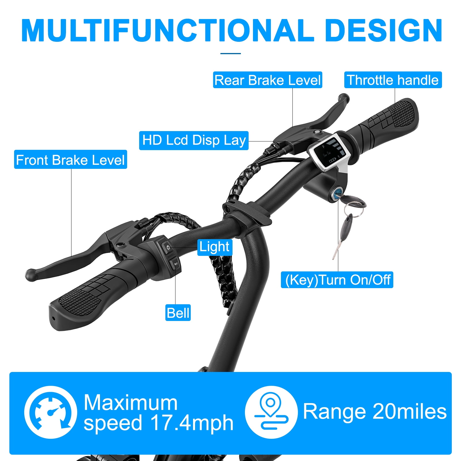 AKLUER Electric Scooter for Adults with Seat, 500W Motor, 17.5 MPH, 20 Miles Range, Dual Brake, 14 in Tires, Foldable Commuter Scooter (Black) 5qccj