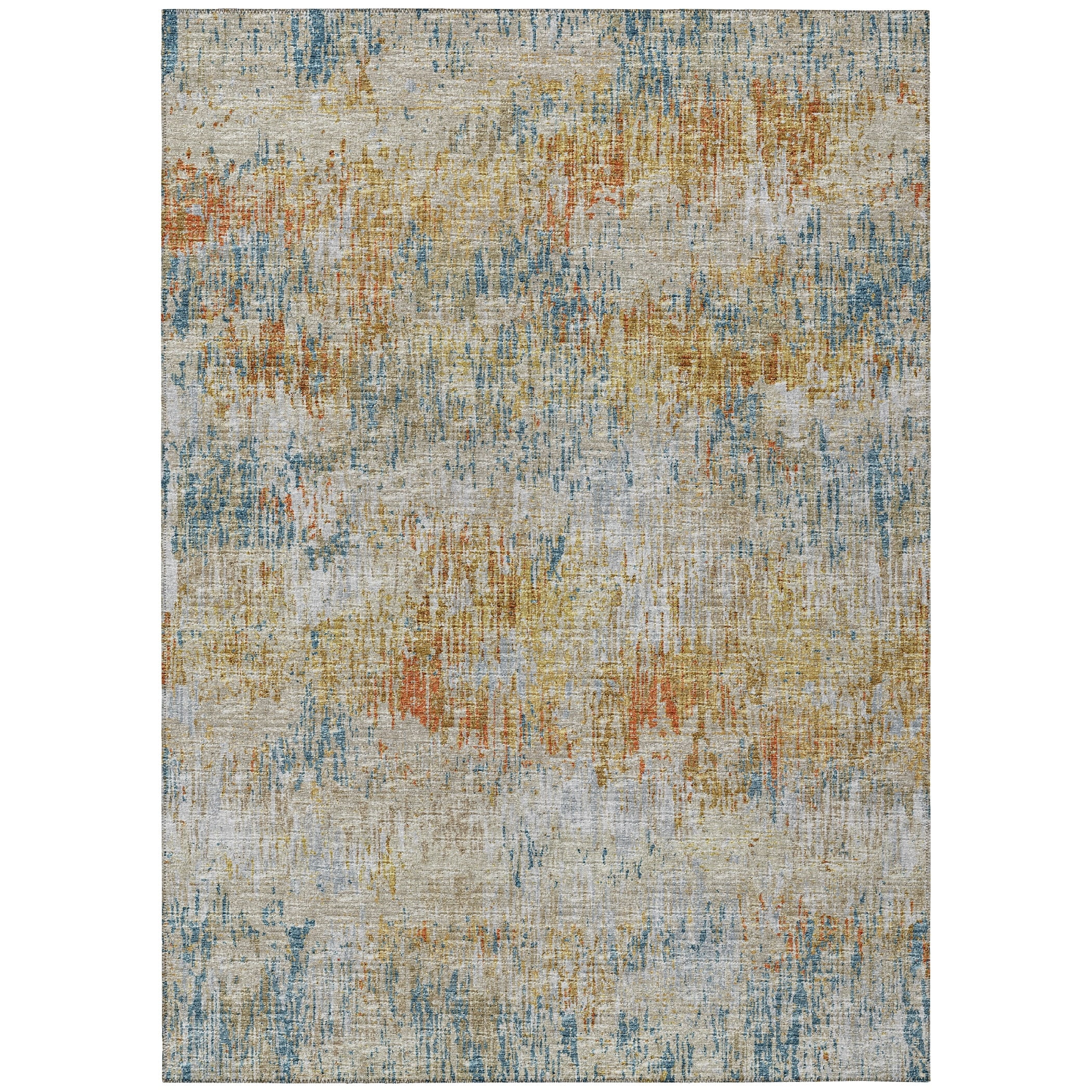 Addison Rugs Accord Modern Brushstrokes Indoor Outdoor Washable Area Rug (Gold, 3 ft x 5 ft) n4djv