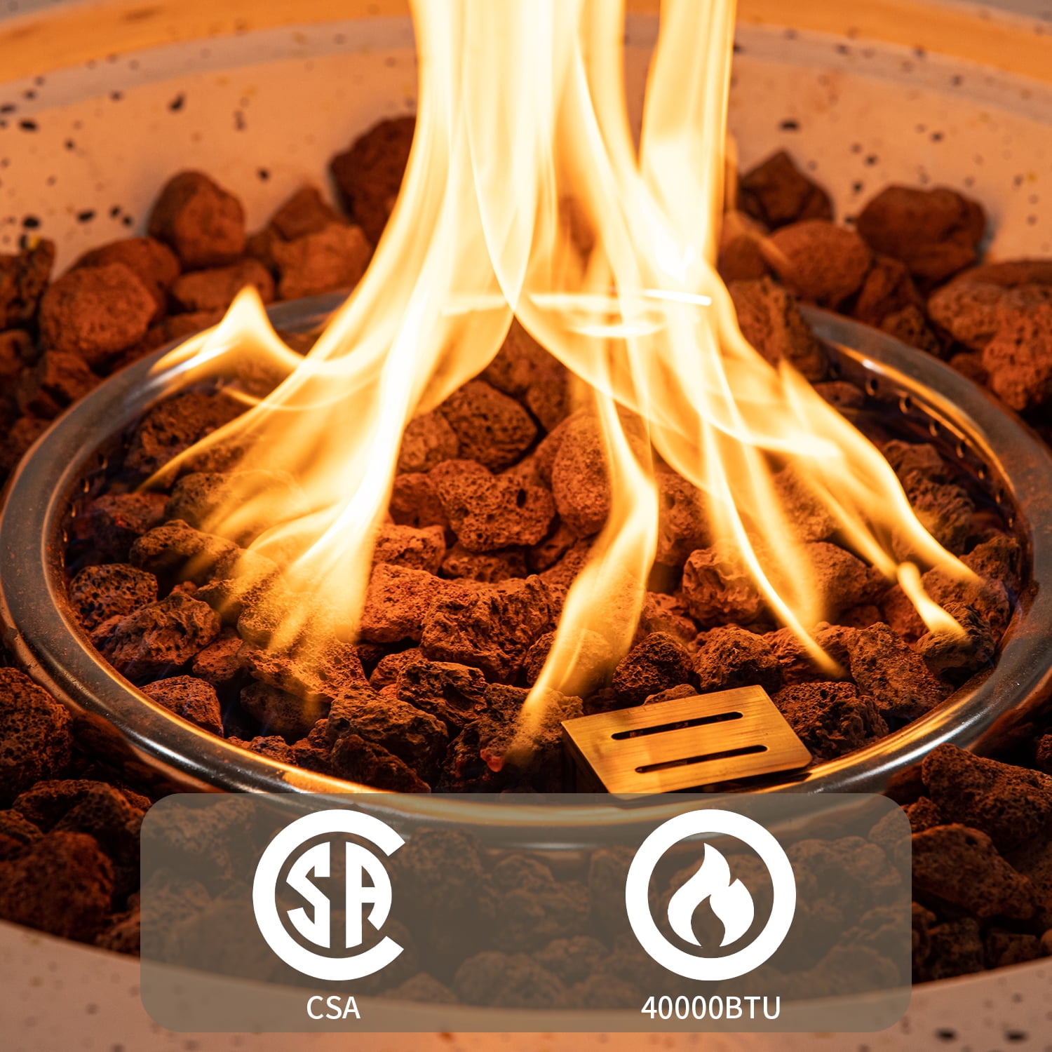 MOALCOFER 28 in Round Propane Fire Pit Table, Outdoor Gas Fireplace with 40,000 BTU Stainless Steel Burner (White, 28 in) ltgyi