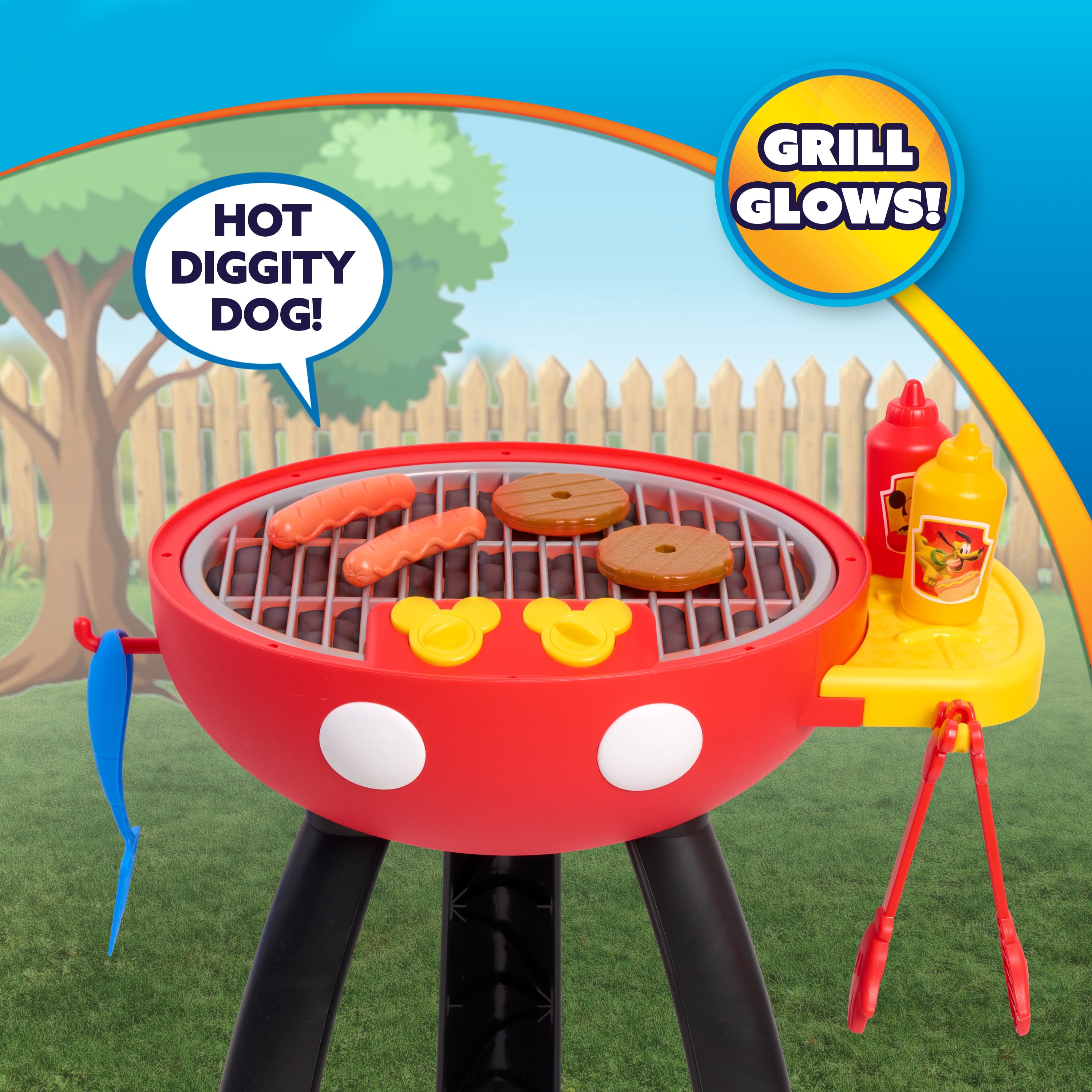 Mickey Mouse Clubhouse Hot Diggity Grill Set, Interactive Pretend Play Kitchen Toy (15-Piece Set) 87ve1