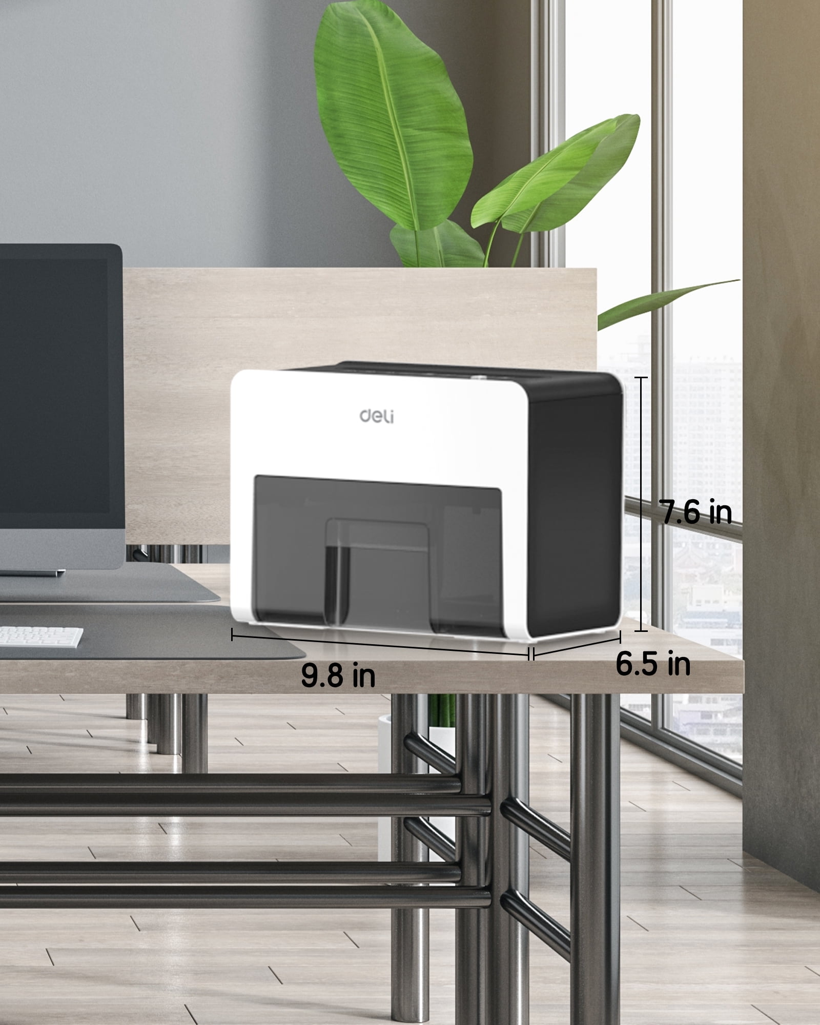 Deli 8-Sheet Crosscut Paper Shredder for Home Office, Compact Desktop Security Shredder with 0.7 Gallon Bin (White, 9.8 x 7.6 x 6.5 in) wltmq