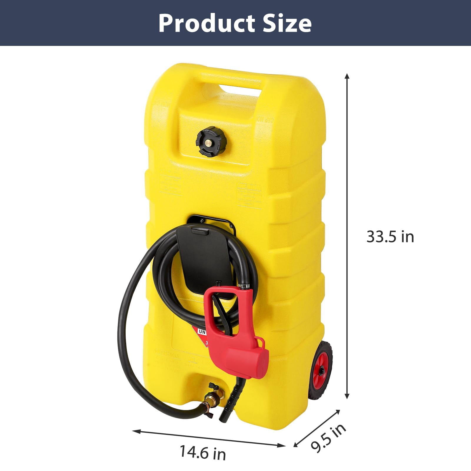Generic 15 Gallon Portable Fuel Storage Tank with Manual Siphon Pump and 10 ft Hose (Yellow, 15 Gallon) 1s9xg