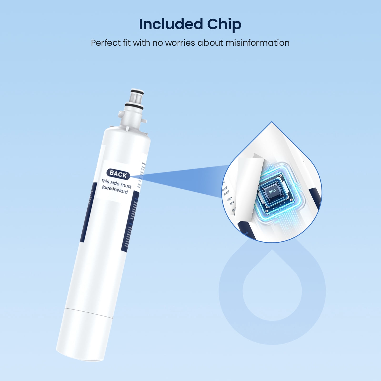 Glacier Fresh RPWFE Refrigerator Water Filter Replacement (Built-in Chip, 1 Pack) n1j5c