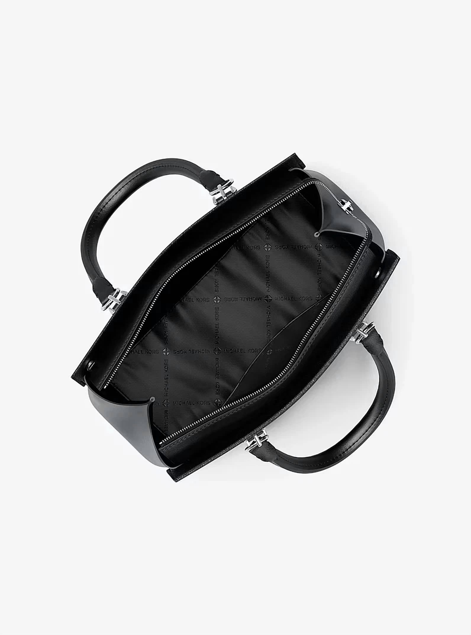 Michael Kors Marilyn Medium Saffiano Leather Convertible Satchel Bag (Black, 11 in x 9 in x 5 in) pebjx