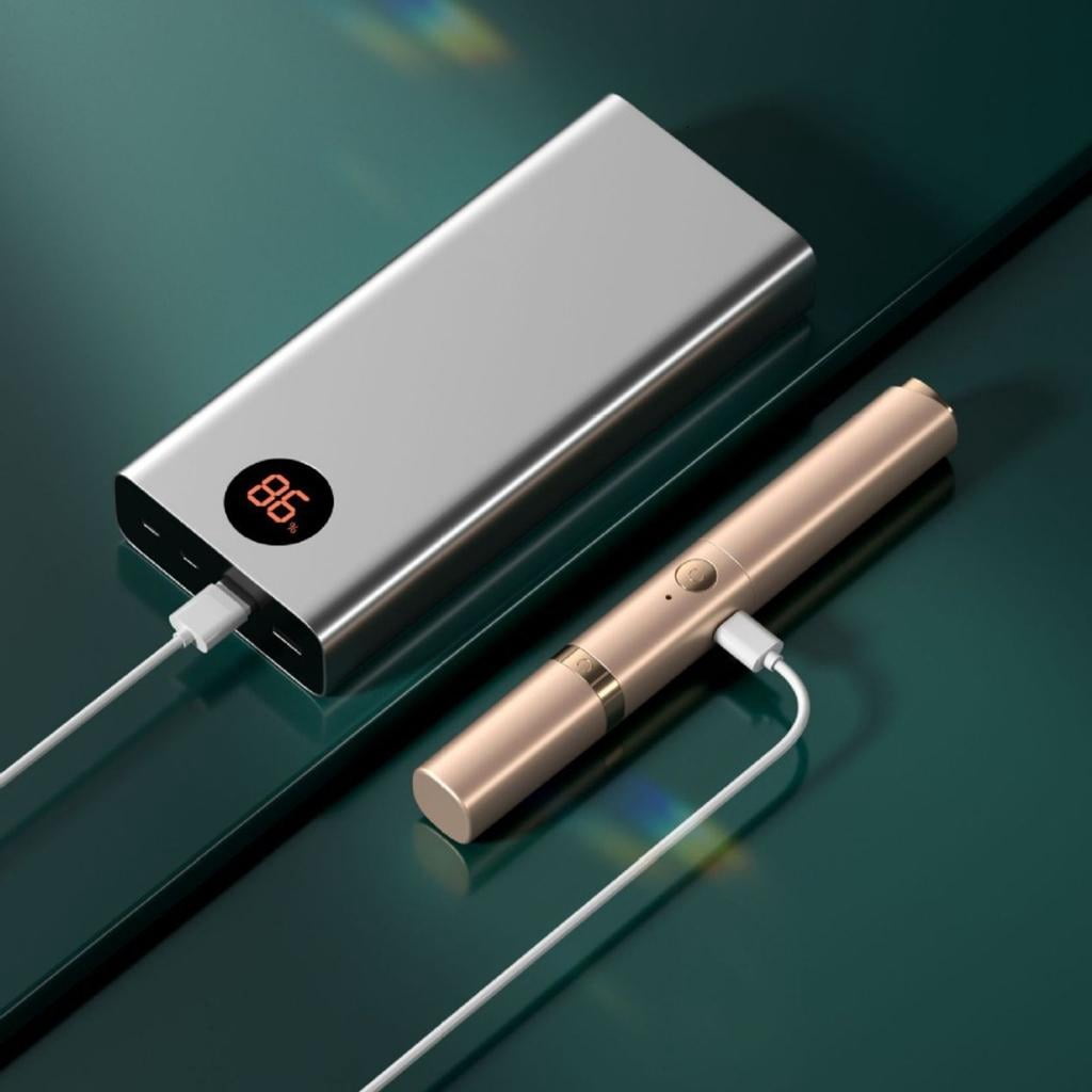 Necvior 2-in-1 Electric Eyebrow Trimmer and Heated Eyelash Curler, Precision Facial Hair Remover (Gold) l3n2t