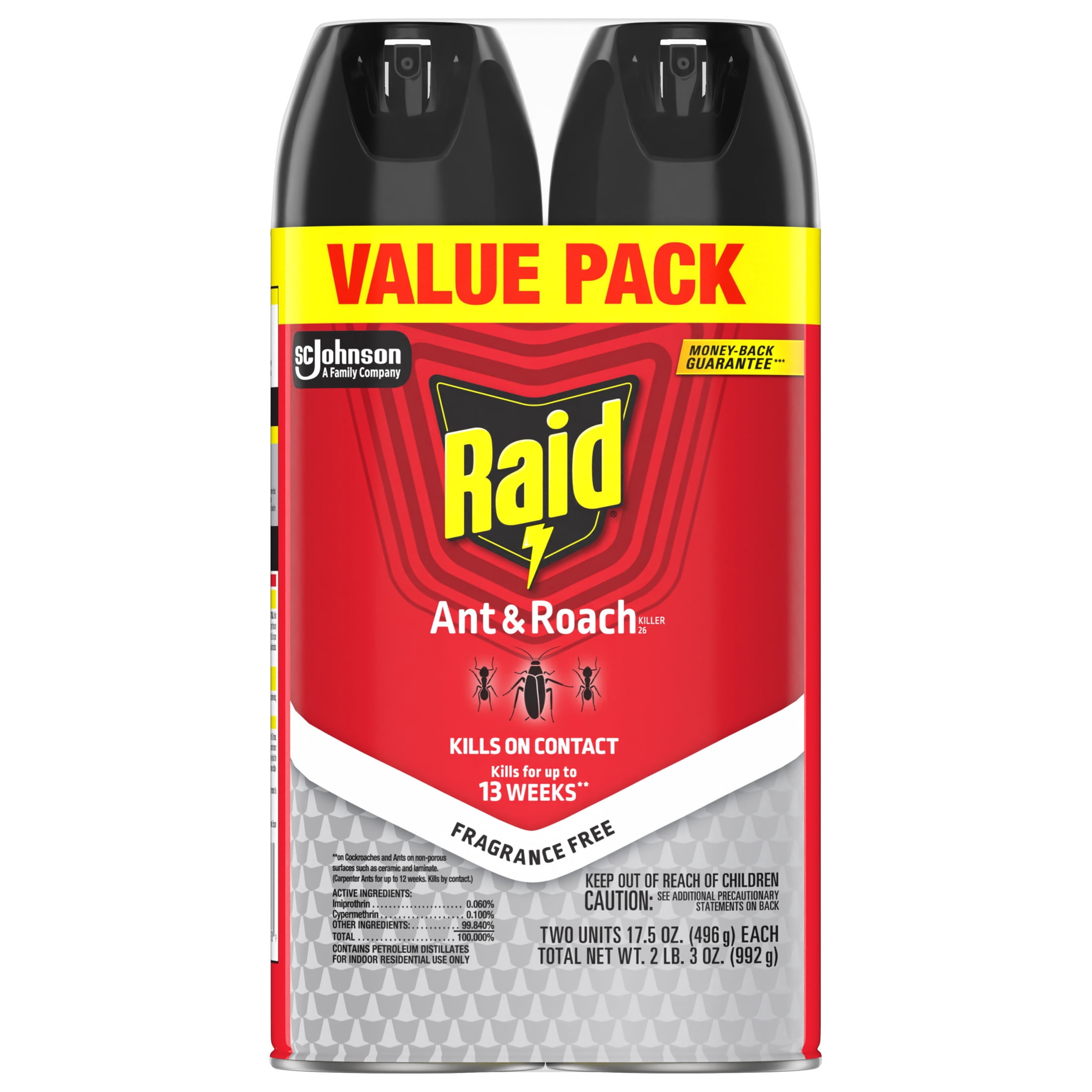Raid Ant & Roach Killer Indoor Insecticide Spray (Fragrance Free, 35 oz, 2 Pack) jzlme