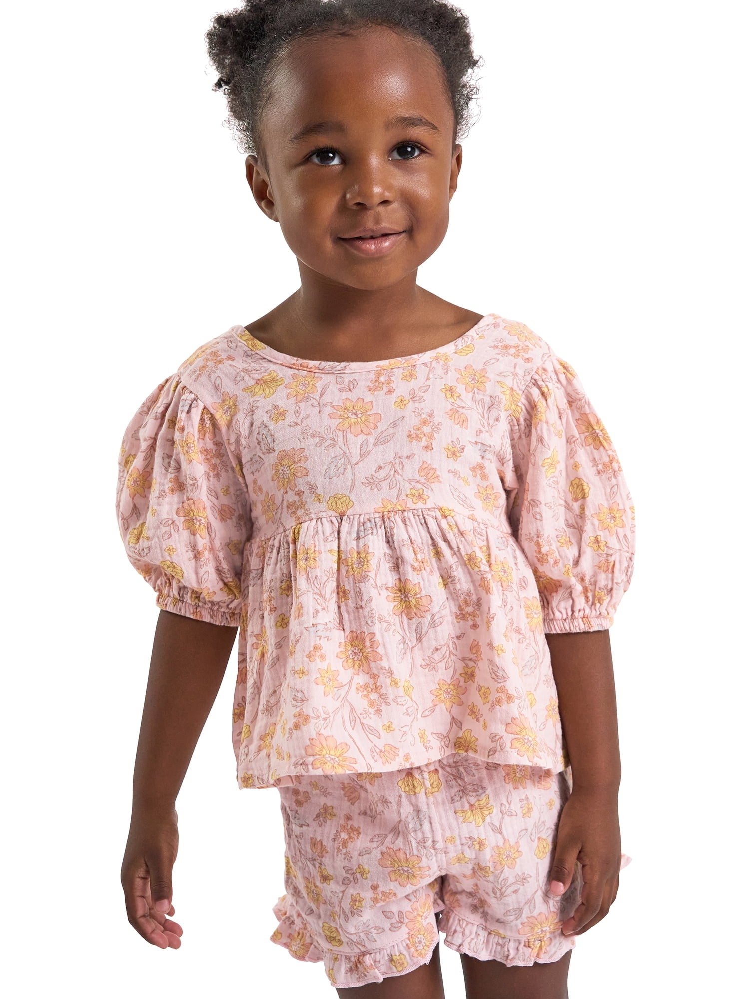 Modern Moments by Gerber Toddler Girl Cotton Gauze Top and Short Outfit Set (2-Piece, 12 Months - 5T) rqqe6