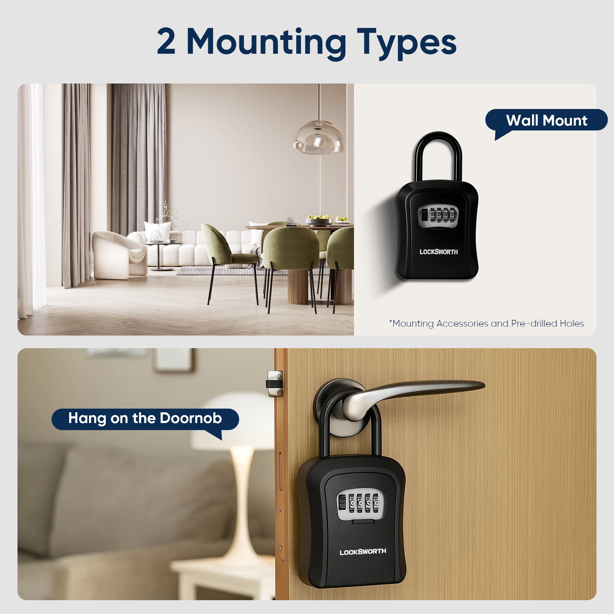 Locksworth Wall Mounted Key Lock Box with Weatherproof Shutter (Black, 9-Key Capacity) uulrv