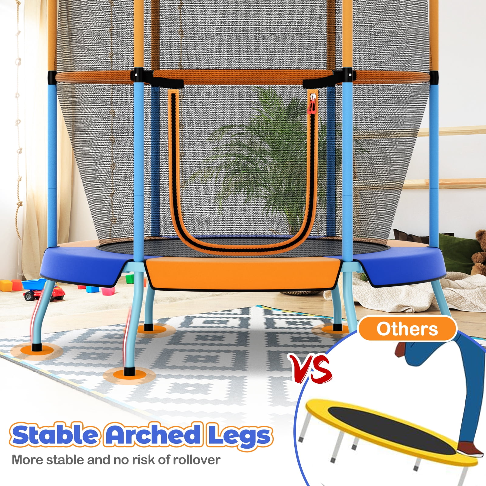 INFANS 48 in Toddler Trampoline with Safety Enclosure Net and Heavy-Duty Frame (Orange, 48 in) hata0