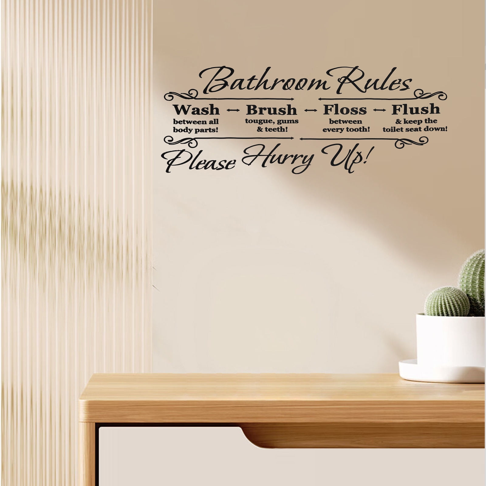Masteelf Bathroom Rules Wall Decal, Funny Home Decor Sticker for Restroom (Black, 1 Pack) 62rae