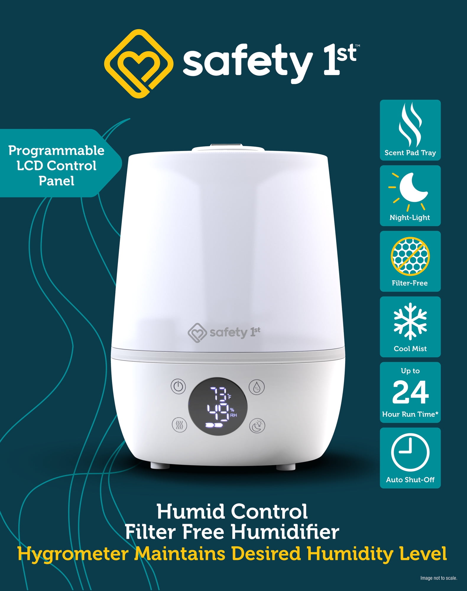 Safety 1st Humid Control Ultrasonic Cool Mist Humidifier (White, 1 Unit) 7irvs