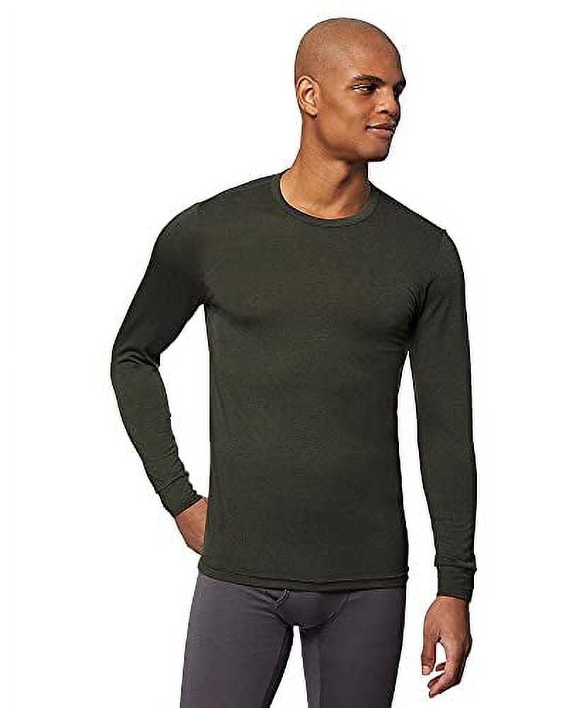 32 Degrees Men's Performance Thermal Baselayer Crewneck Long Sleeve Top (Rain Forest Heather, Large) x2kes