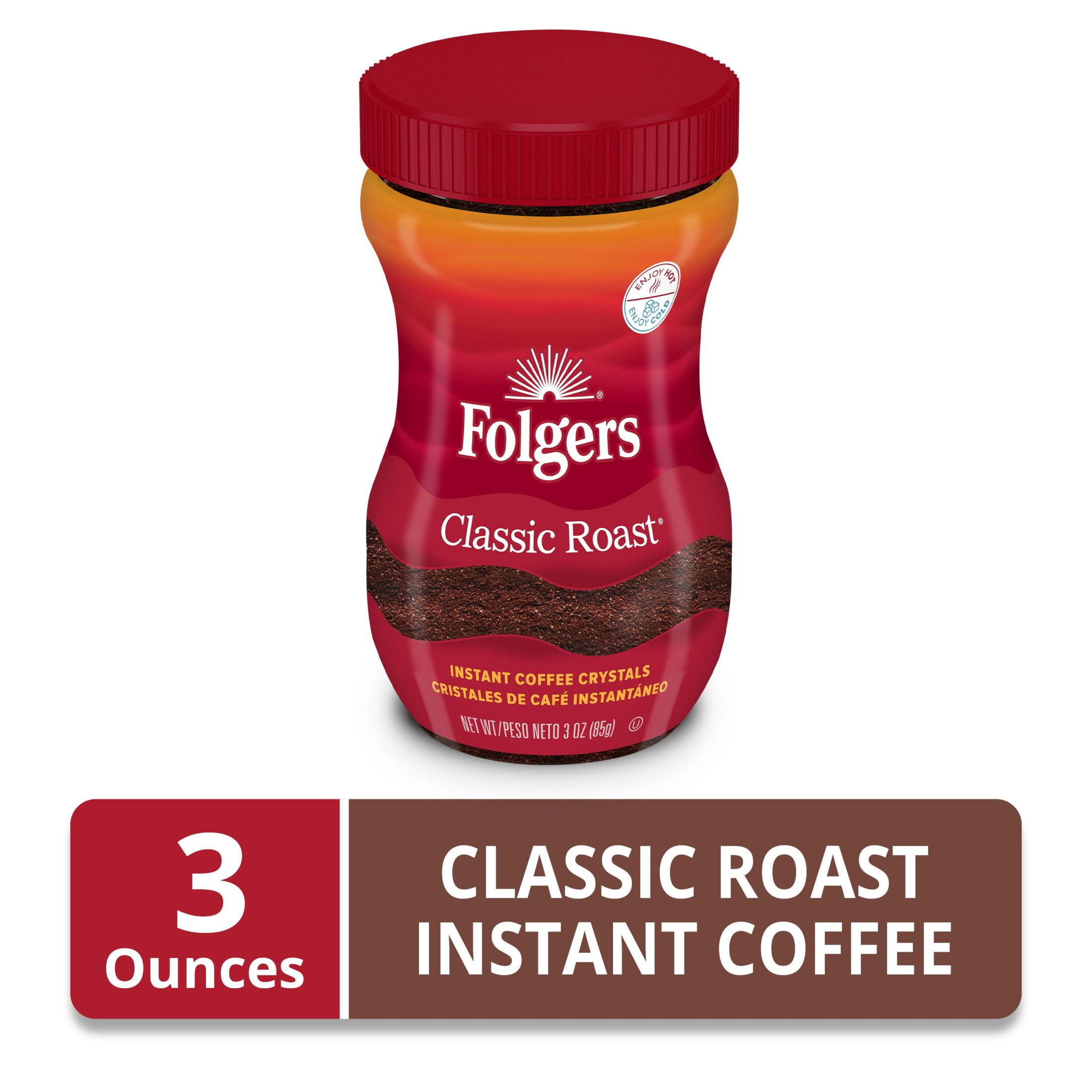 Folgers Classic Roast Instant Coffee (Medium Roast, 3 oz) y0gt5