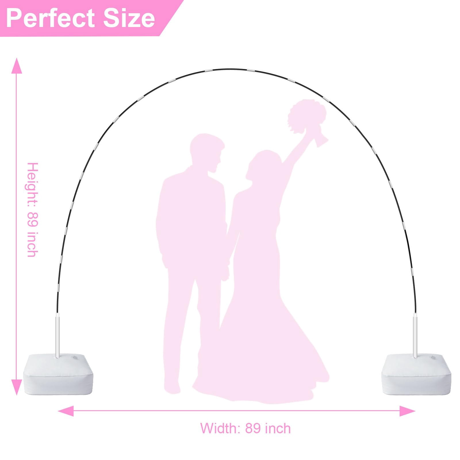 Generic Balloon Arch Stand Kit, Adjustable Party Decoration Frame (Black, 7.4 ft) 9r1m8